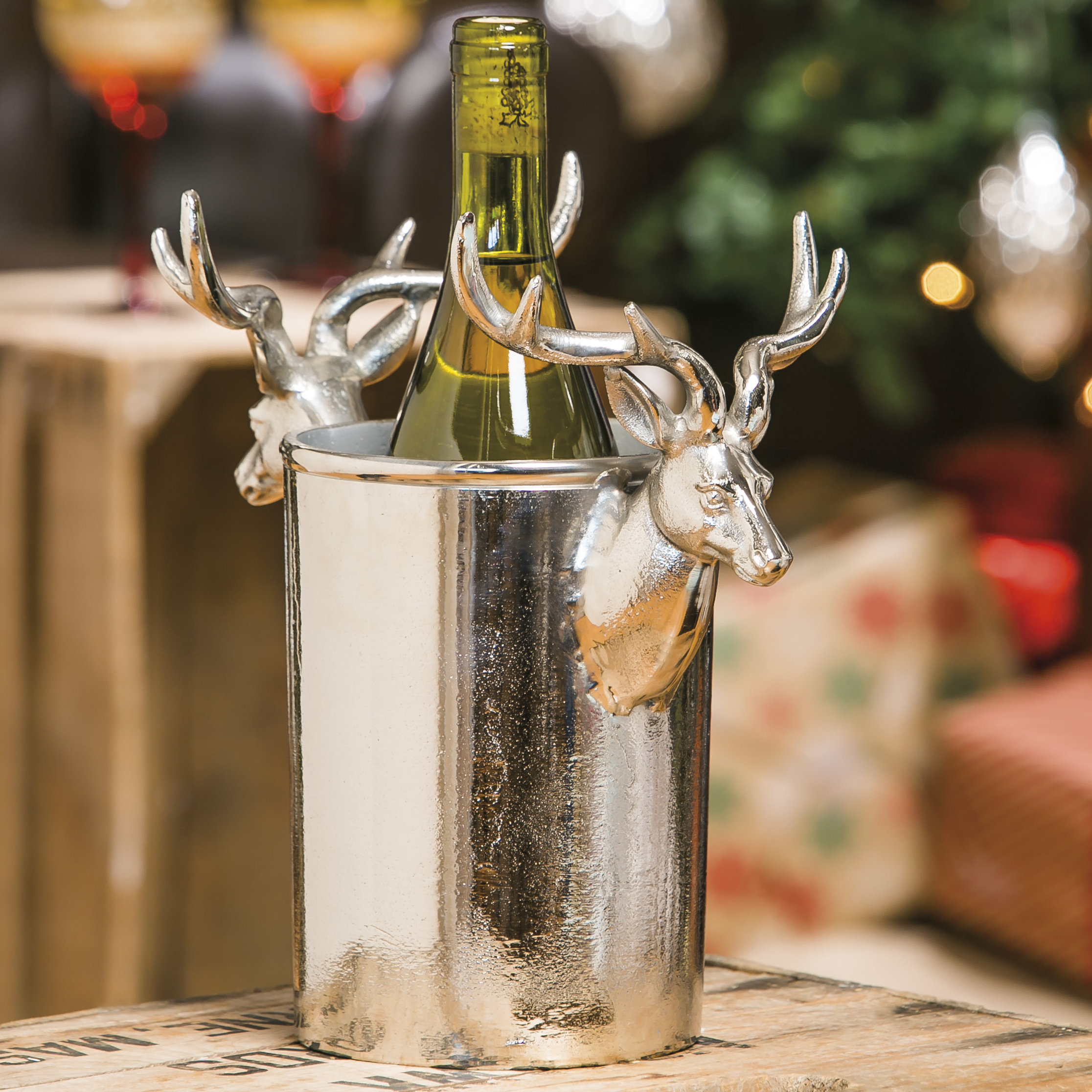 Evergreen Enterprises, Inc Metal Deer Wine Bottle Holder/Chiller Wayfair