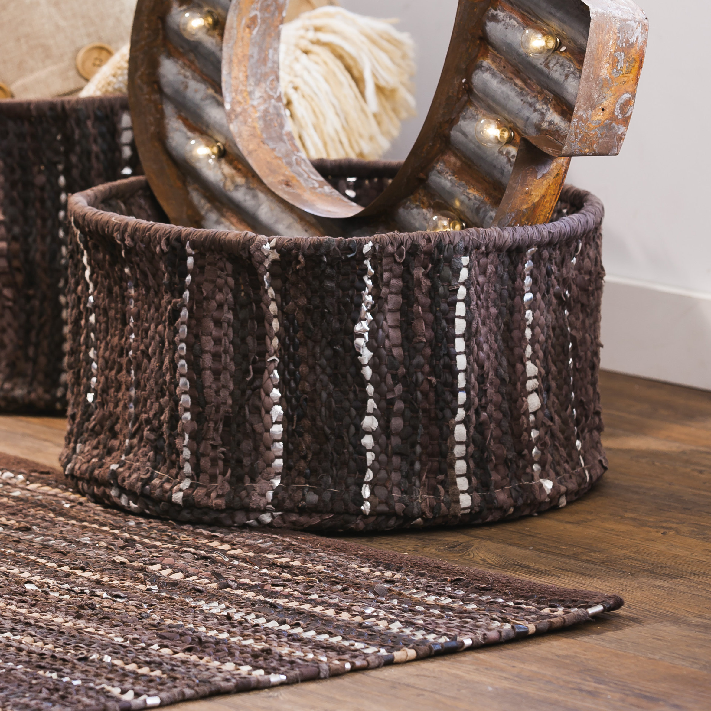 Evergreen Enterprises, Inc Home on the Range Leather Storage Basket