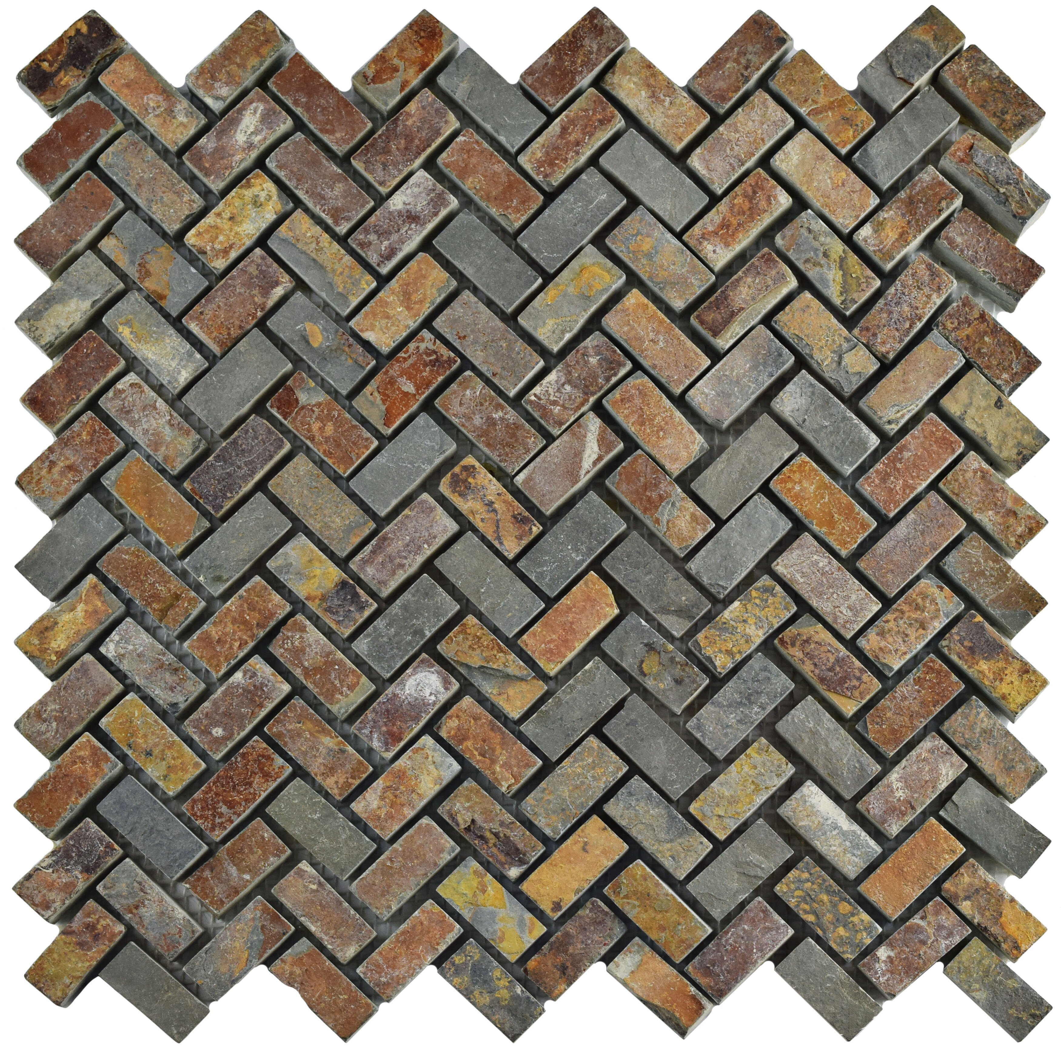 EliteTile Peak Herringbone  0 63 x 1 25 Slate Mosaic  Tile  