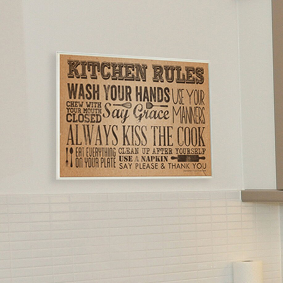 Stupell Industries Paper Towel Look Kitchen  Rules Textual 