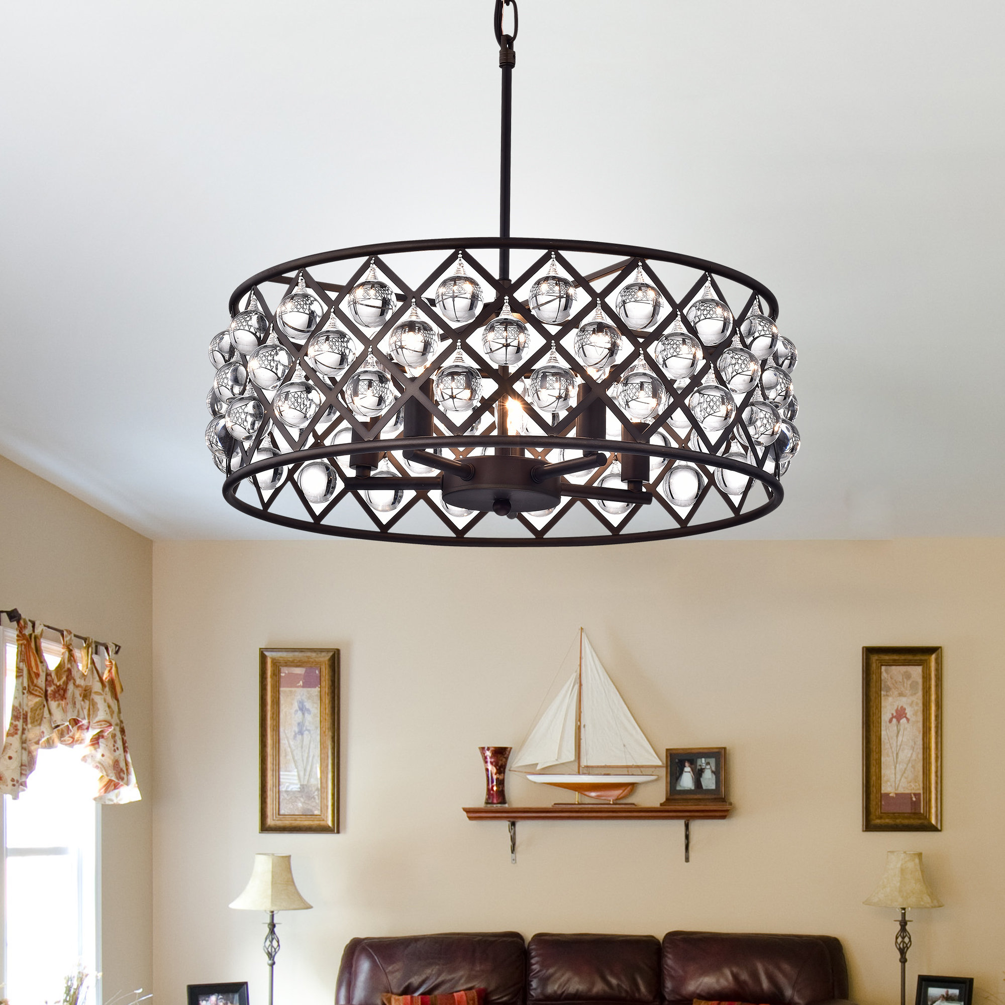 Warehouse of Tiffany 5 Light Drum Chandelier | Wayfair