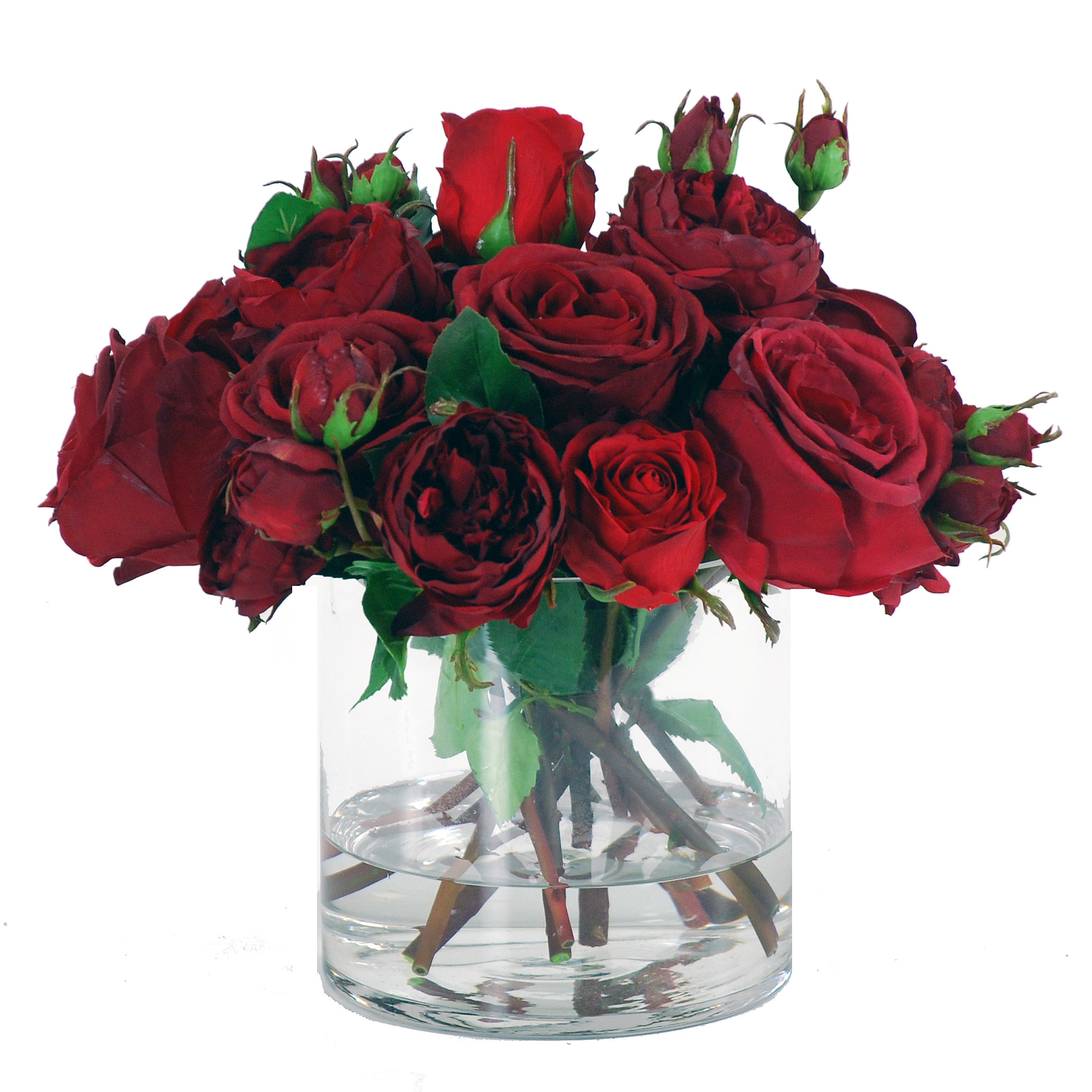 Winward Designs Red Roses in Glass Cylinder Vase | Wayfair.ca