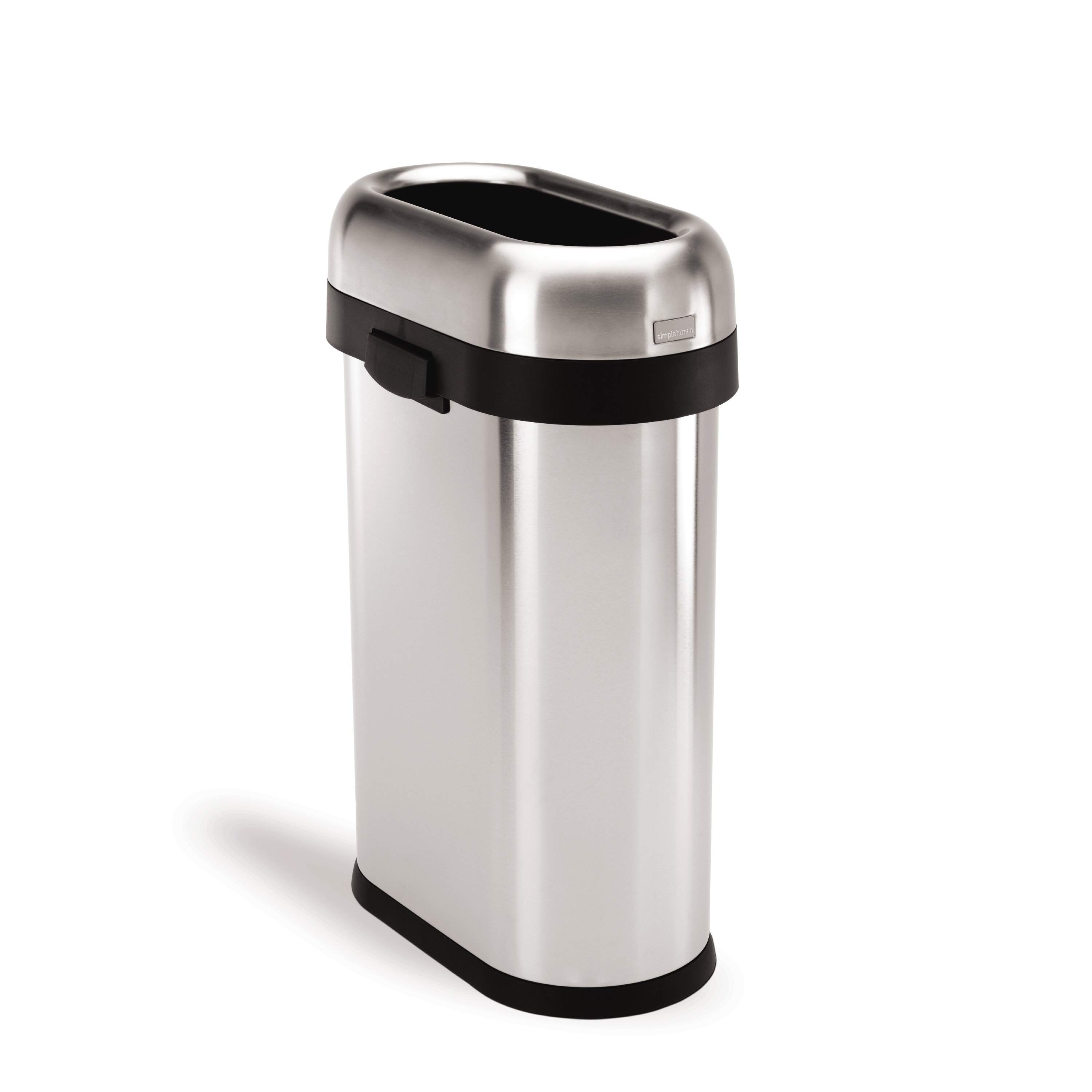 simplehuman 50 L / 13 Gal, Slim Open Trash Can, Commercial Grade 13 Gallon Slim Stainless Steel Trash Can