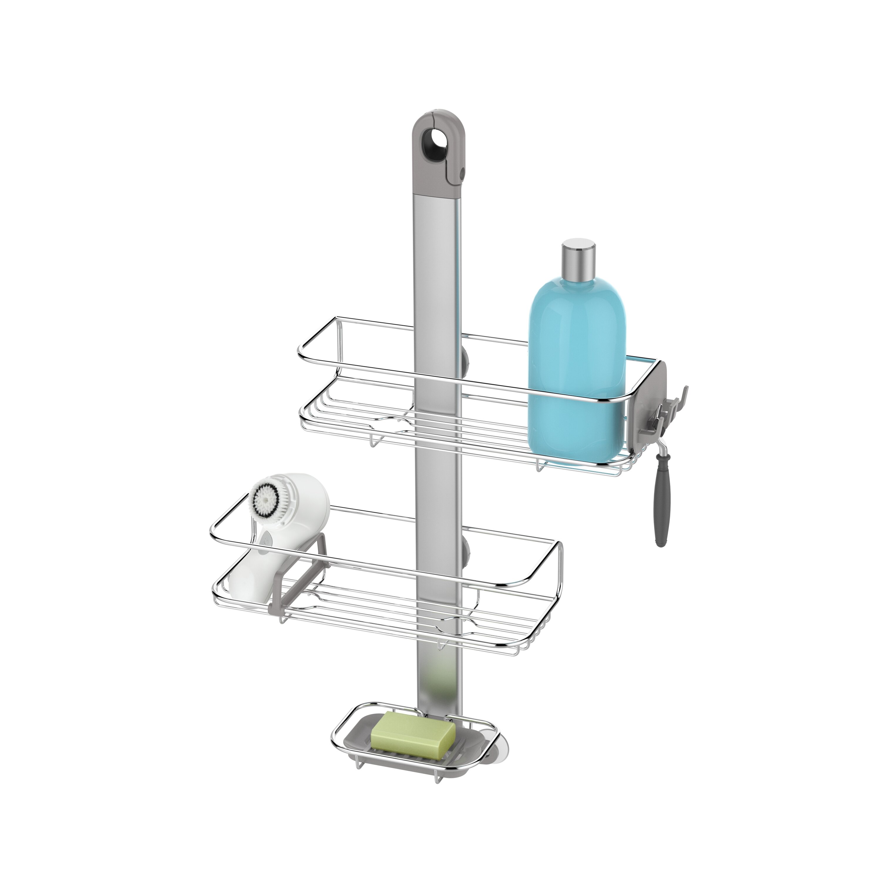 simplehuman Adjustable Shower Caddy in Stainless Steel & Anodized Simplehuman Adjustable Shower Caddy Stainless Steel And Anodized Aluminum