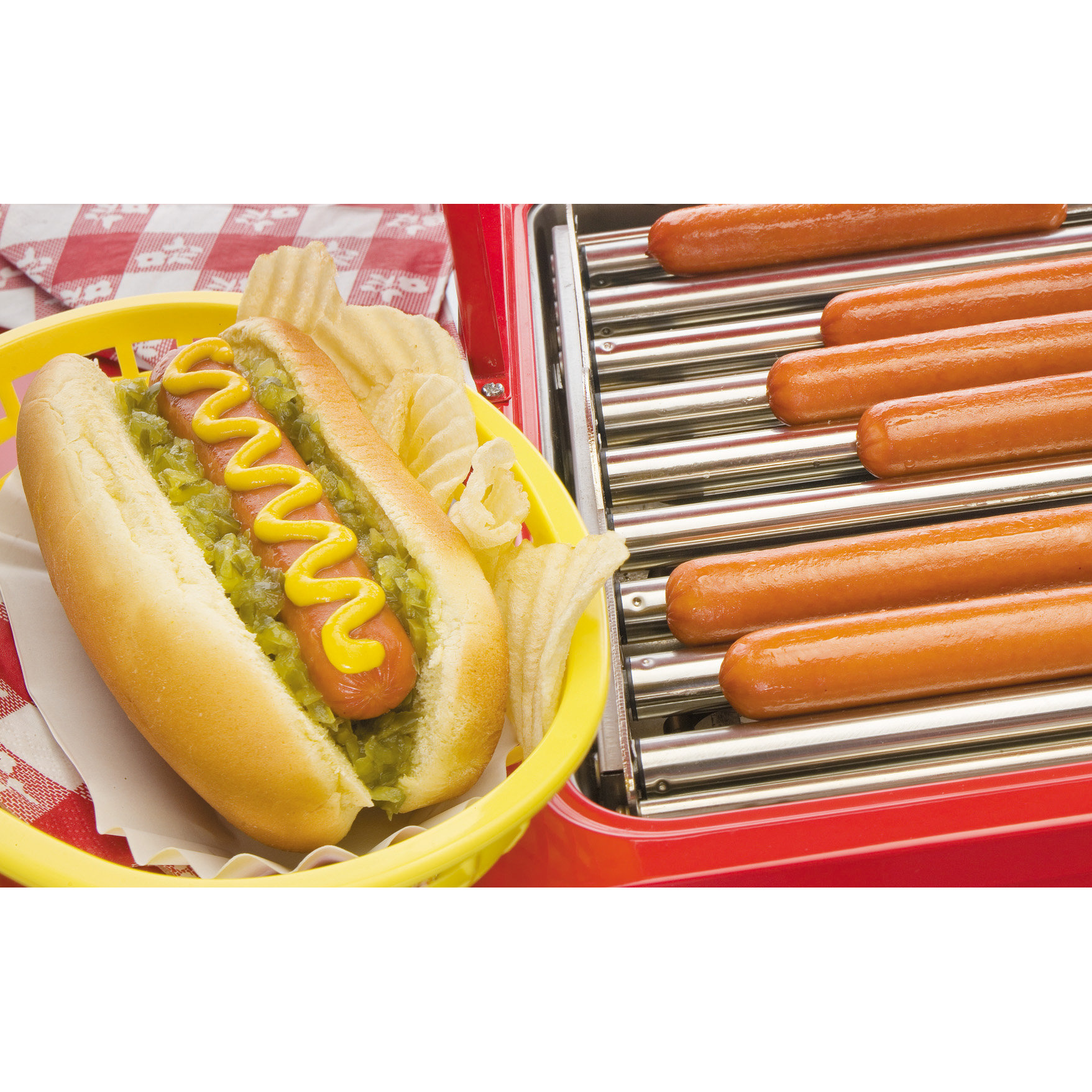Nostalgia Electrics Vintage Carnival Hot Dog Cart with Umbrella