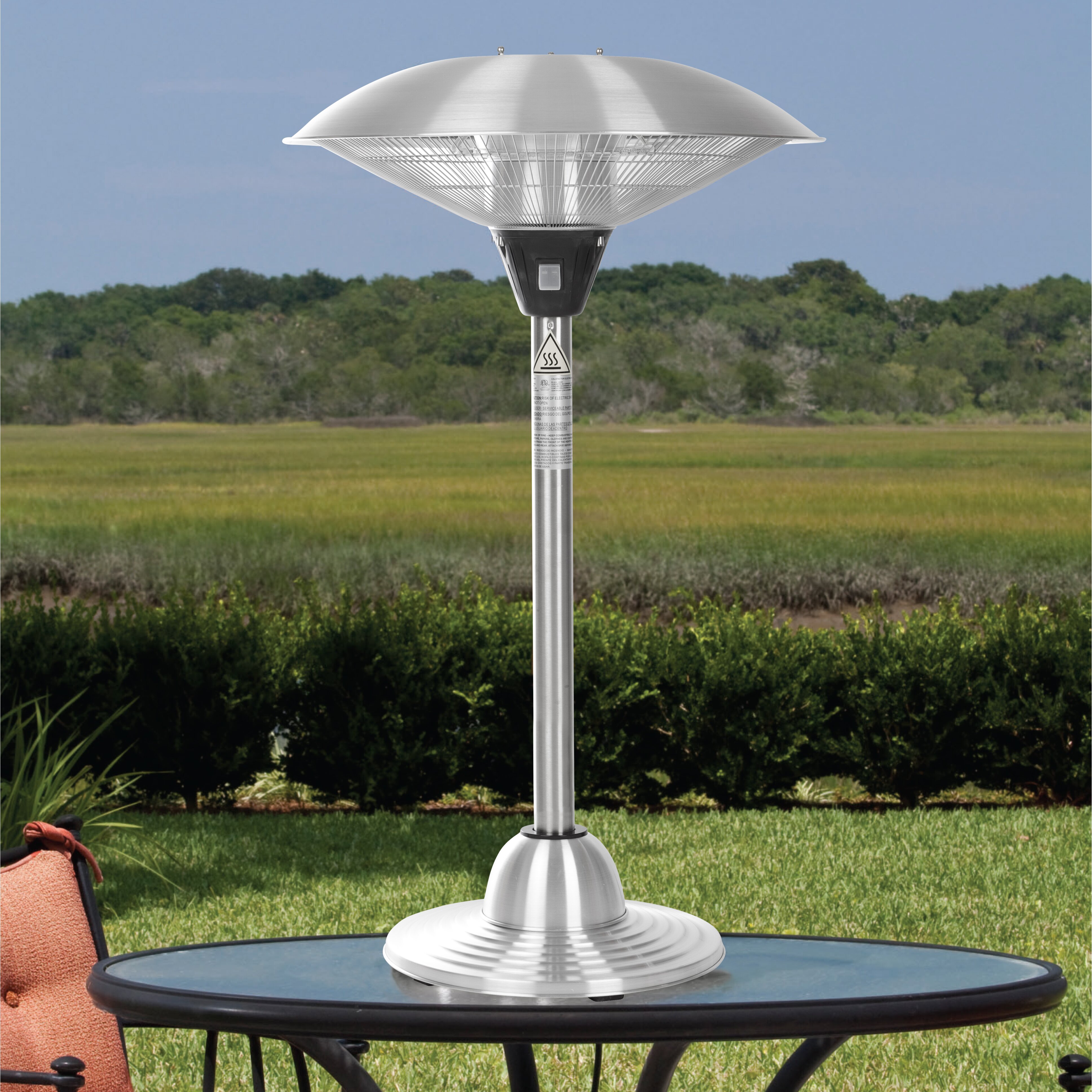 Fire Sense Stainless Steel Tabletop Electric Halogen Patio Heater