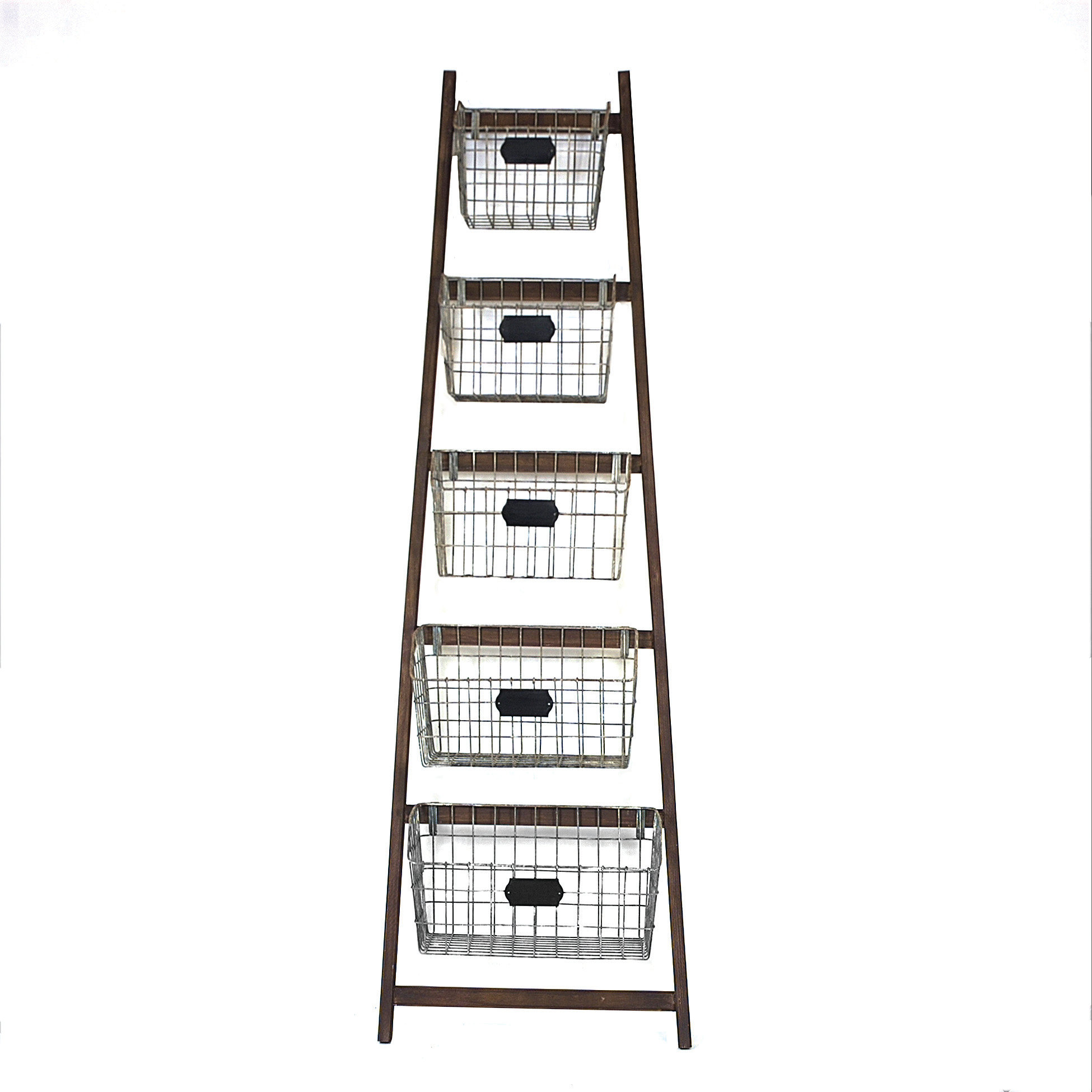 Creative CoOp Bistro Wood Ladder with 5 Wire Baskets & Reviews Wayfair