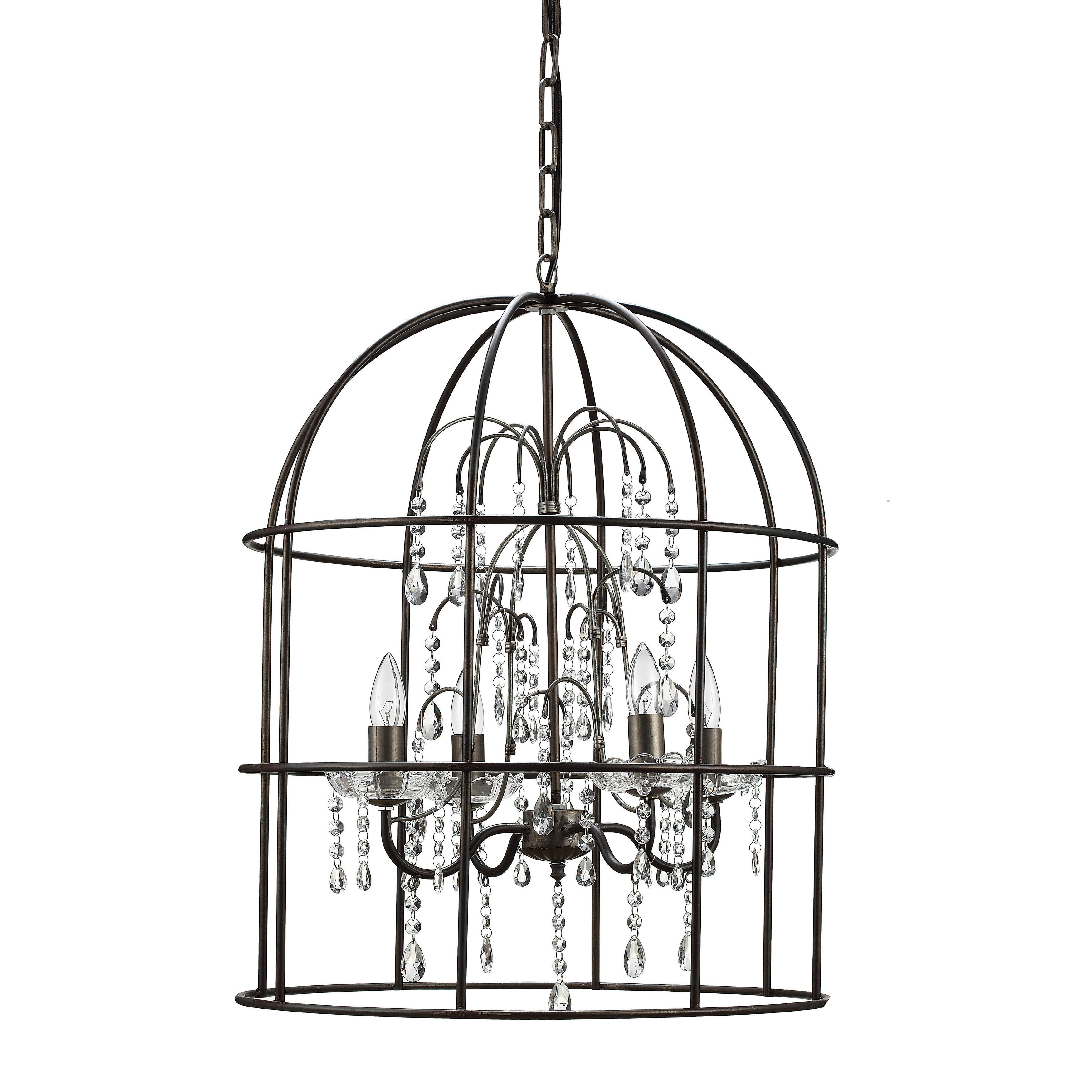 Creative CoOp Turn of the Century Metal Birdcage 4 Light Chandelier