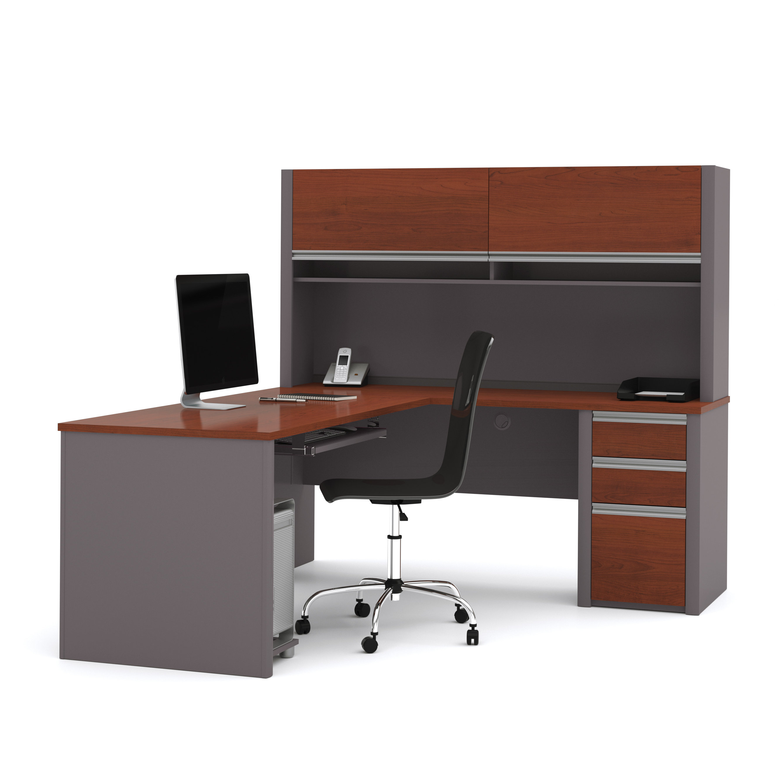 Bestar Connexion L Shape Desk Office Suite with Hutch