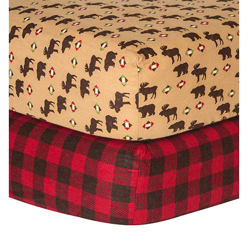 Trend Lab Northwood and Check Print Flannel Fitted Crib Sheets