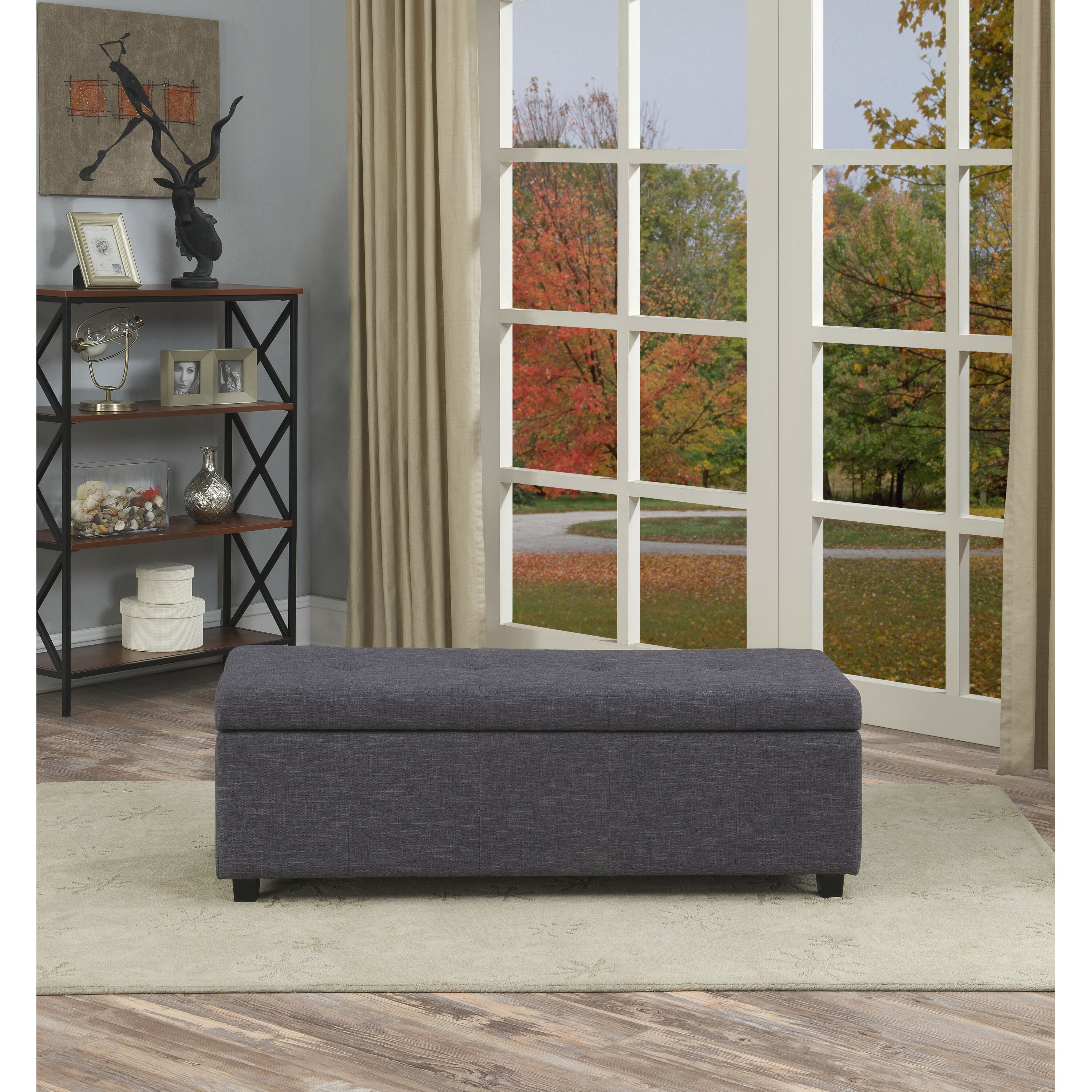 Simpli Home Castleford Upholstered Storage Entryway Bench & Reviews ...