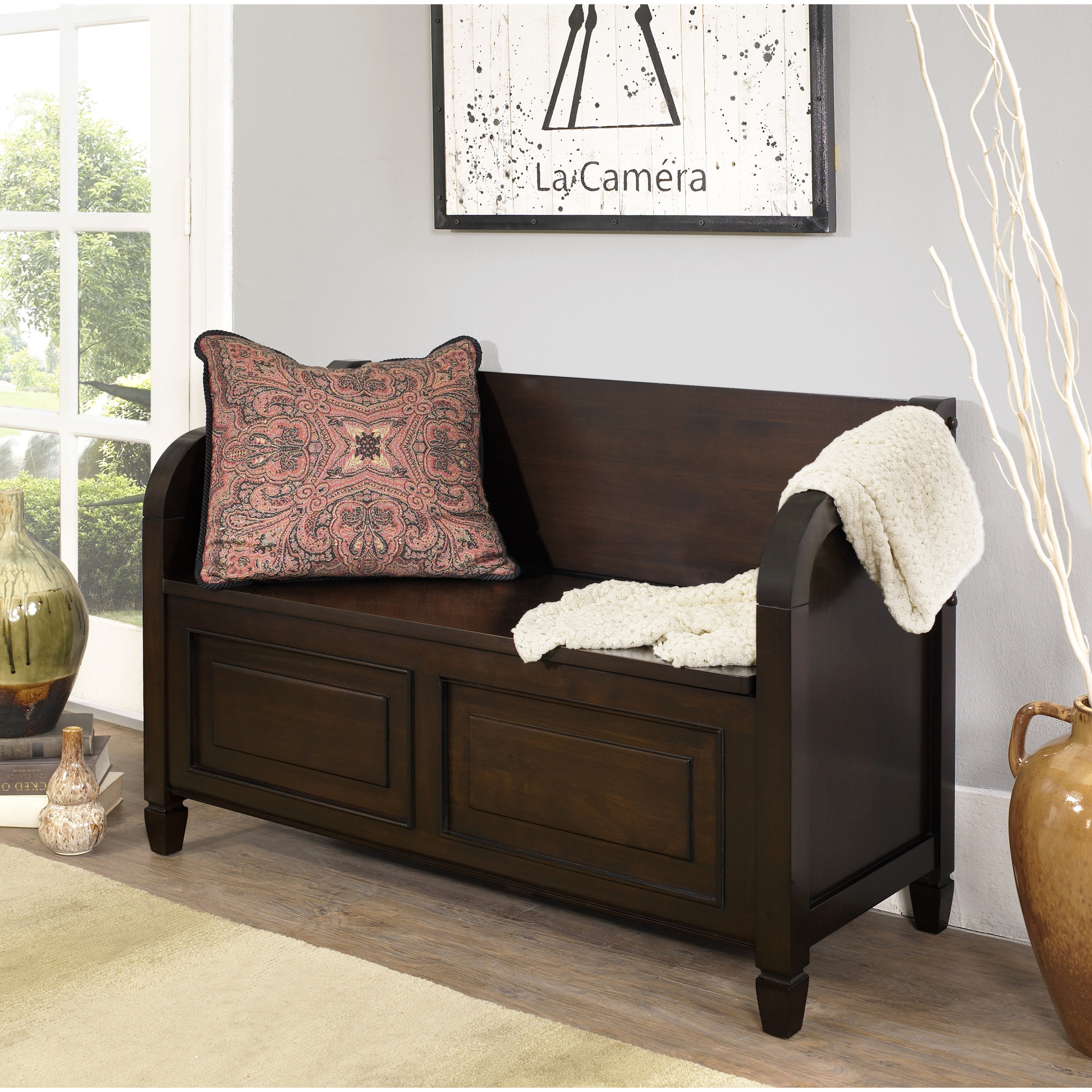 Simpli Home Connaught Wood Storage Entryway Bench