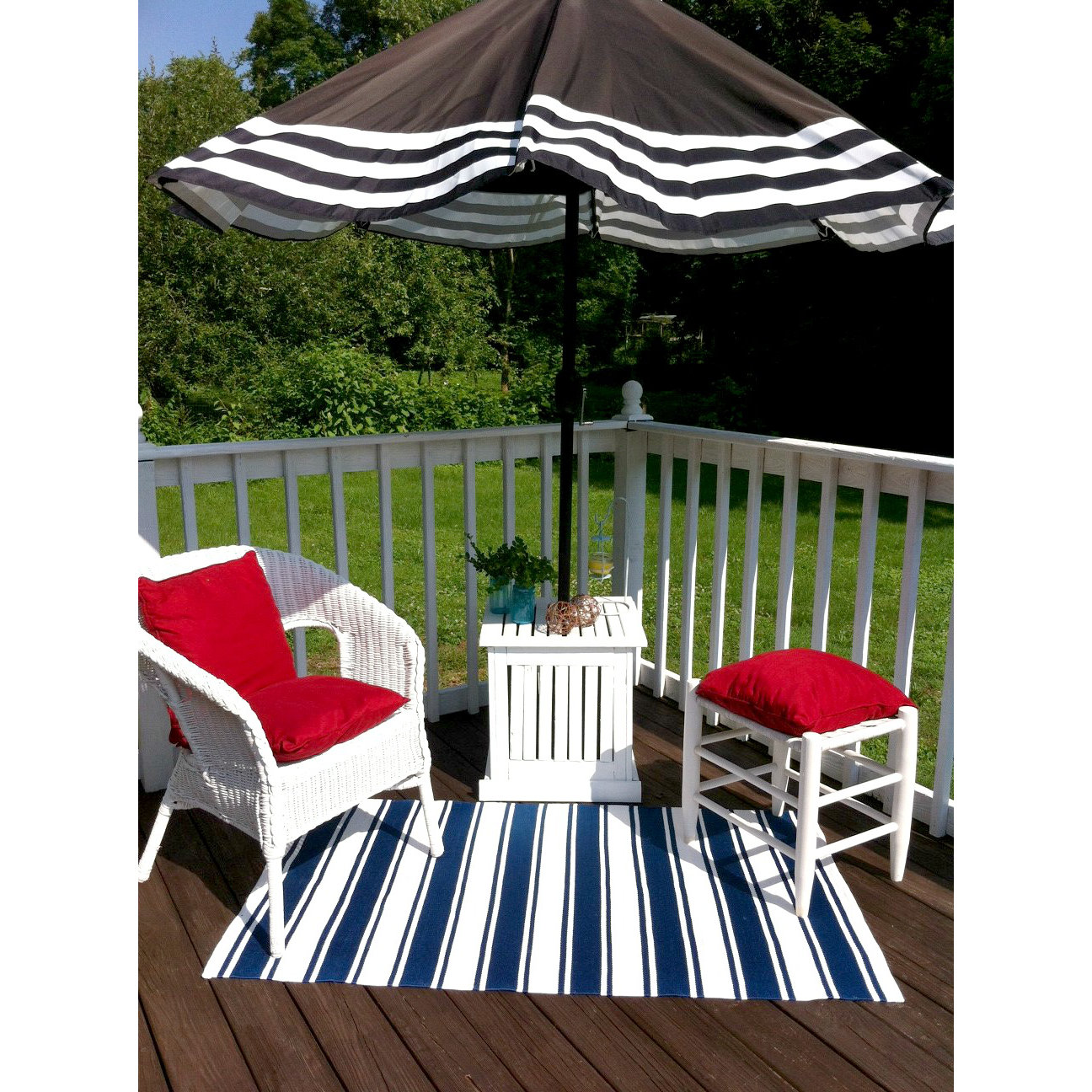 Fab Habitat Lucky Blue/White Striped Indoor/Outdoor Area Rug & Reviews