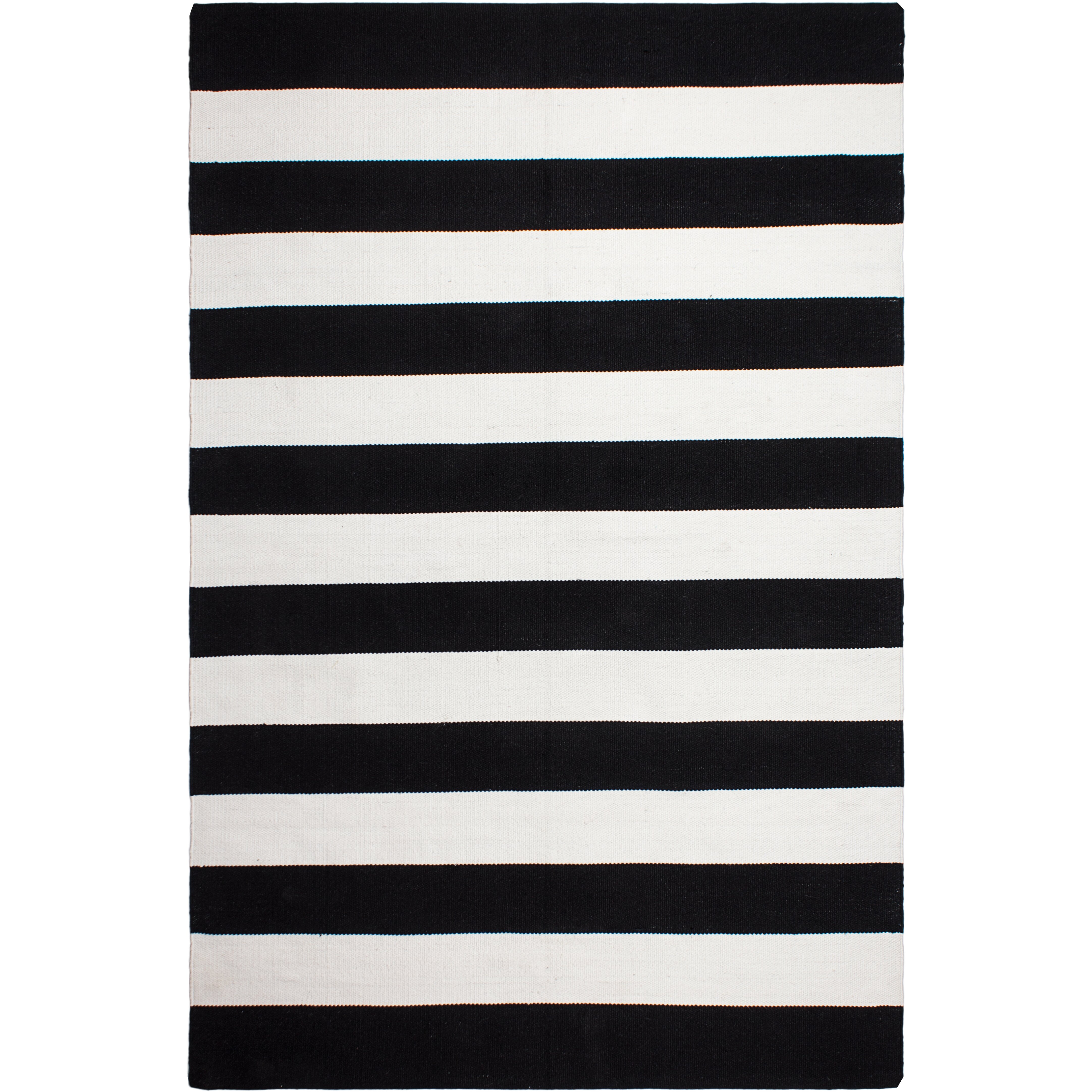 Fab Rugs Nantucket Striped Black/White Indoor/Outdoor Area