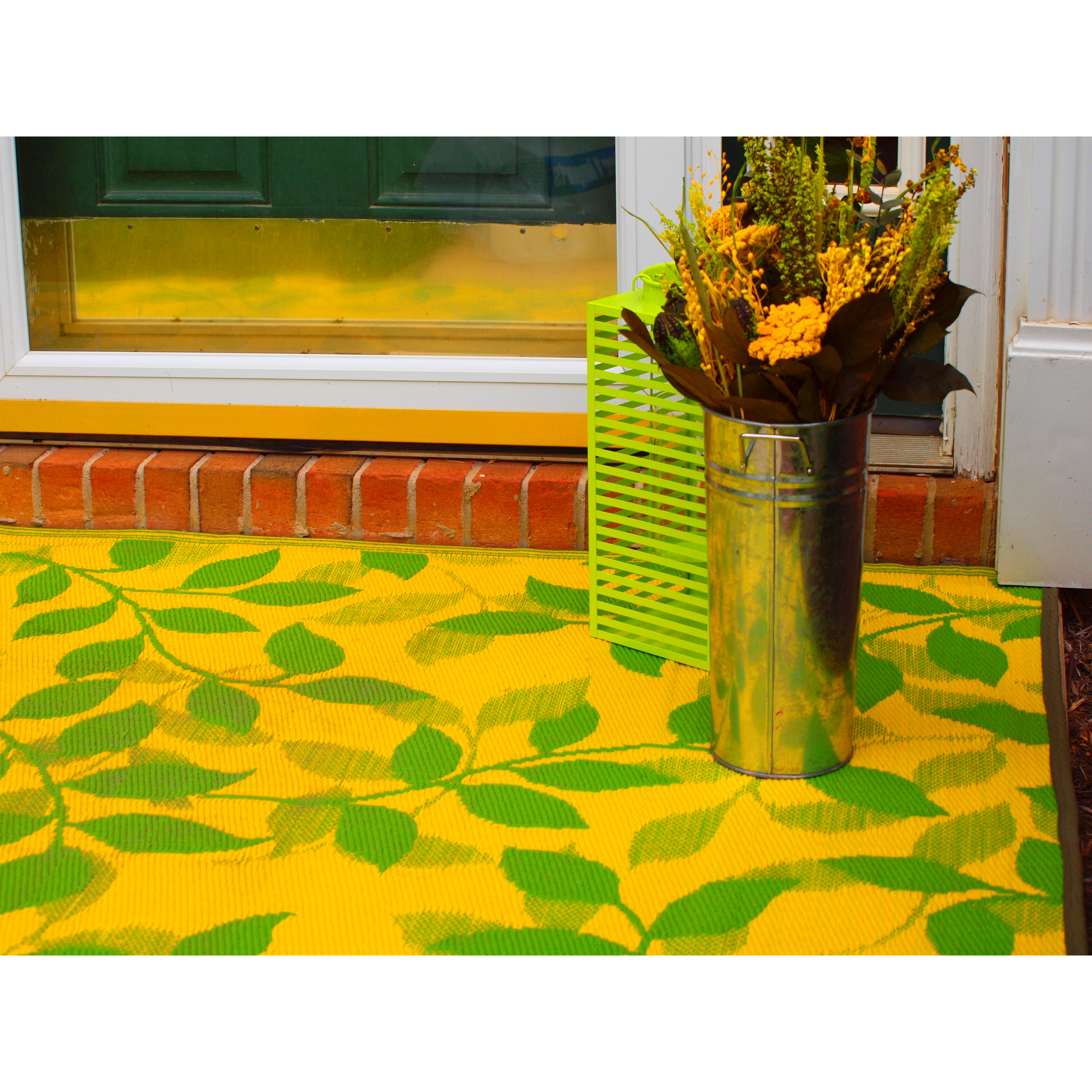 Fab Rugs World Bali Lemon Yellow/Moss Green Indoor/Outdoor Area Rug