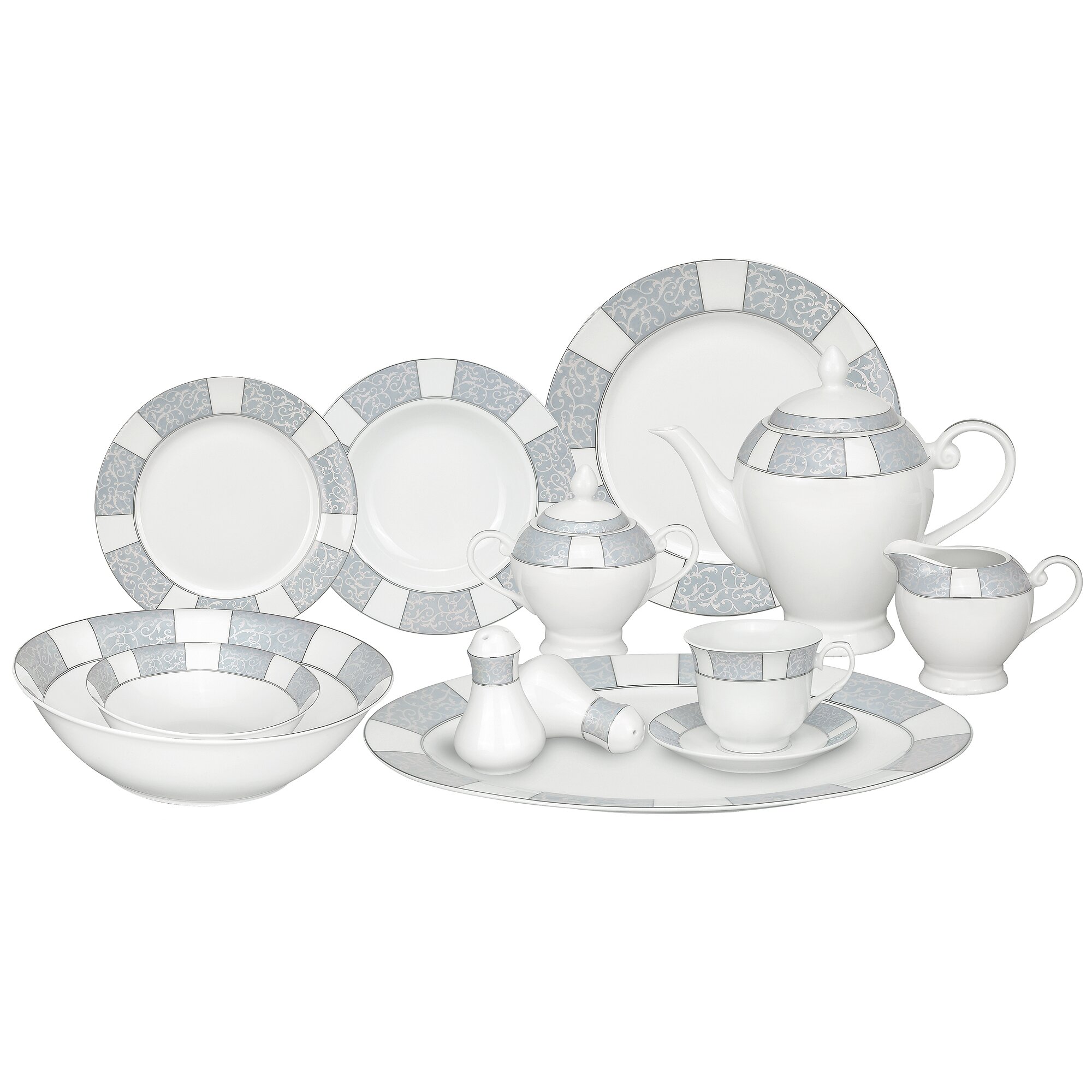 Lorren Home Trends Domus 57 Piece Porcelain Dinnerware Set & Reviews ...