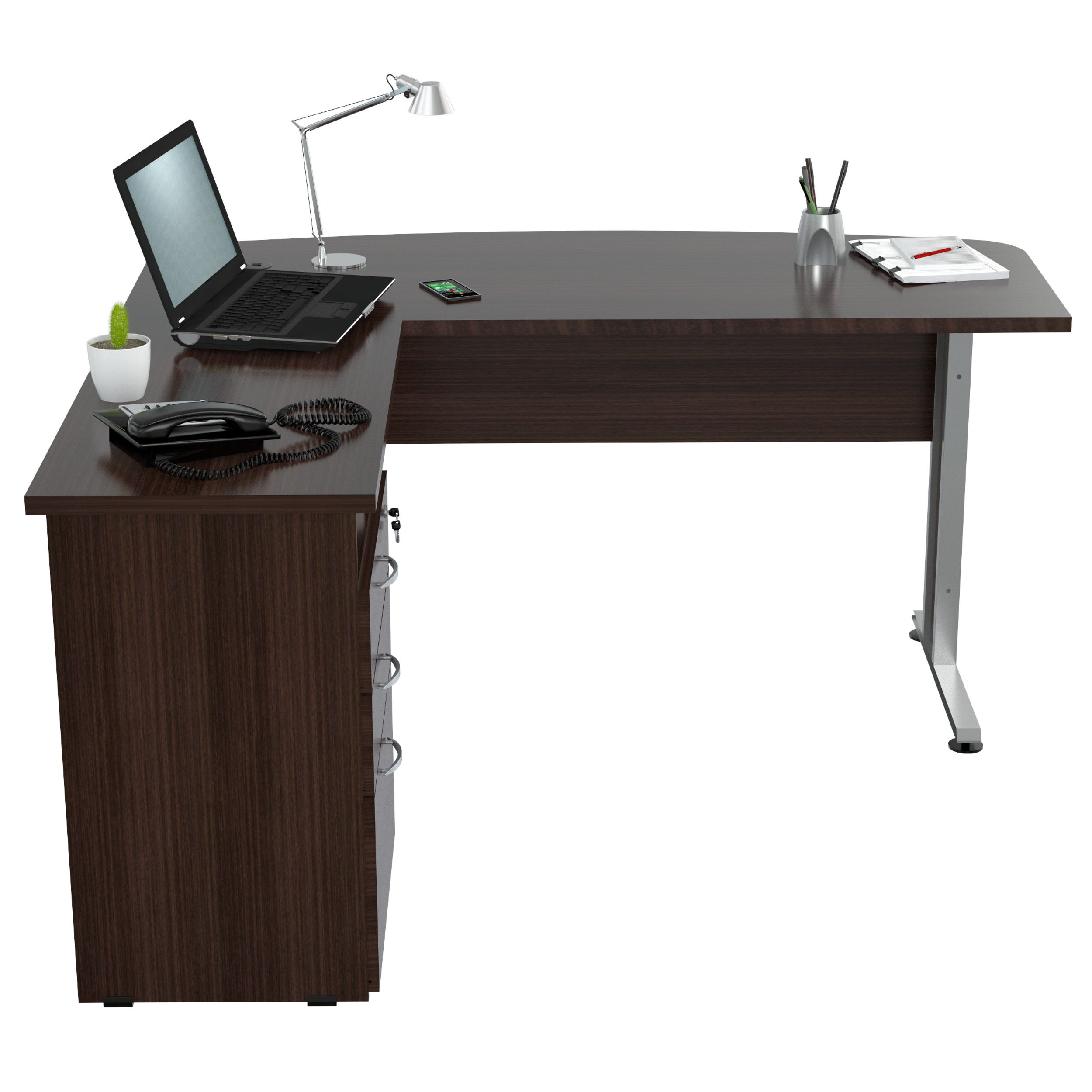 Inval Curved Top Desk with Metal Legs & Reviews | Wayfair