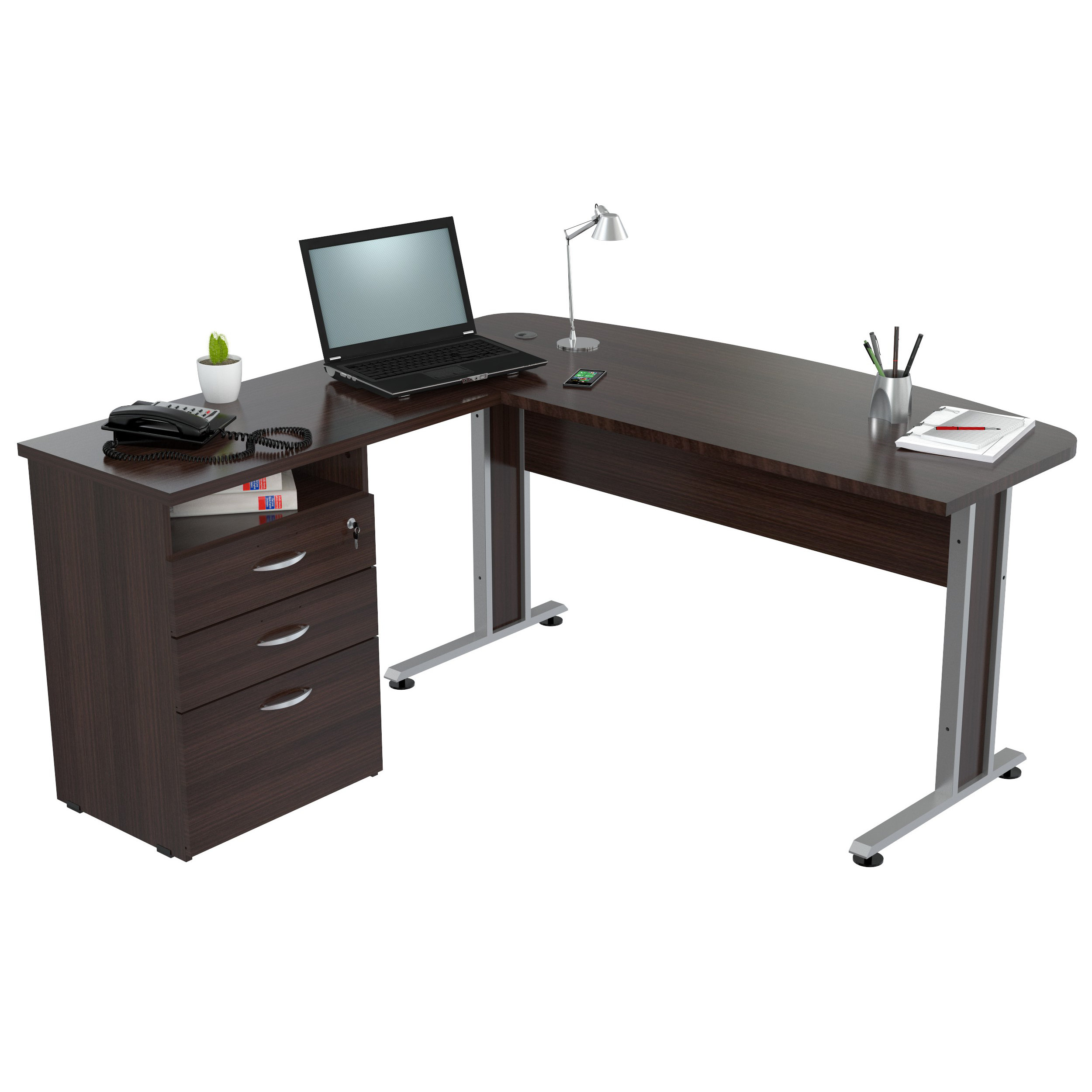 Inval Curved Top Desk with Metal Legs & Reviews | Wayfair