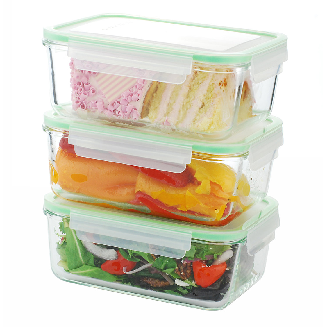 Go Green Glassworks 3Piece Food Storage Container Set