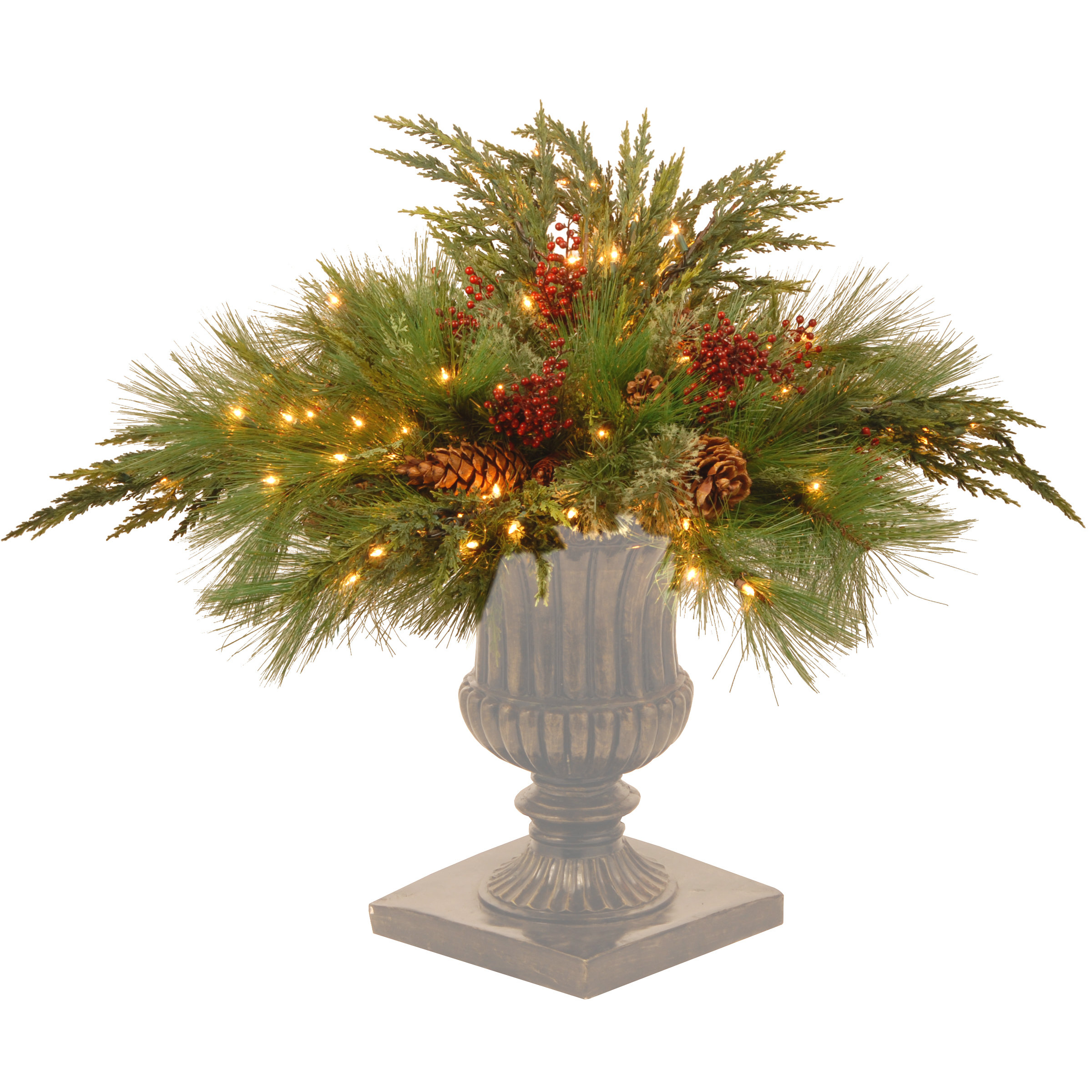 national tree co decorative prelit 30 quot white pine urn national tree co decorative prelit 30 quot white pine urn