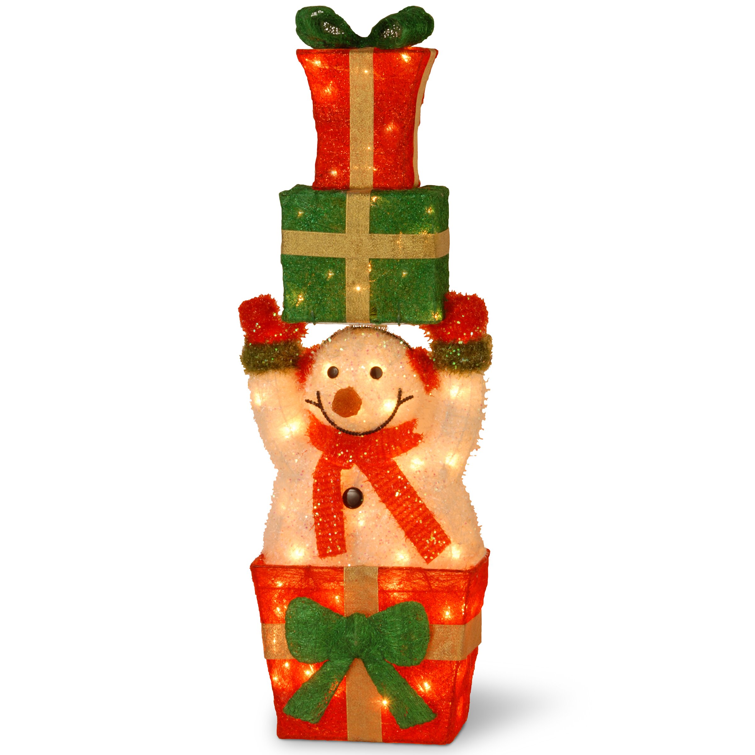 National Tree Co. Decorative Décor Pre-Lit Snowman Holding ...