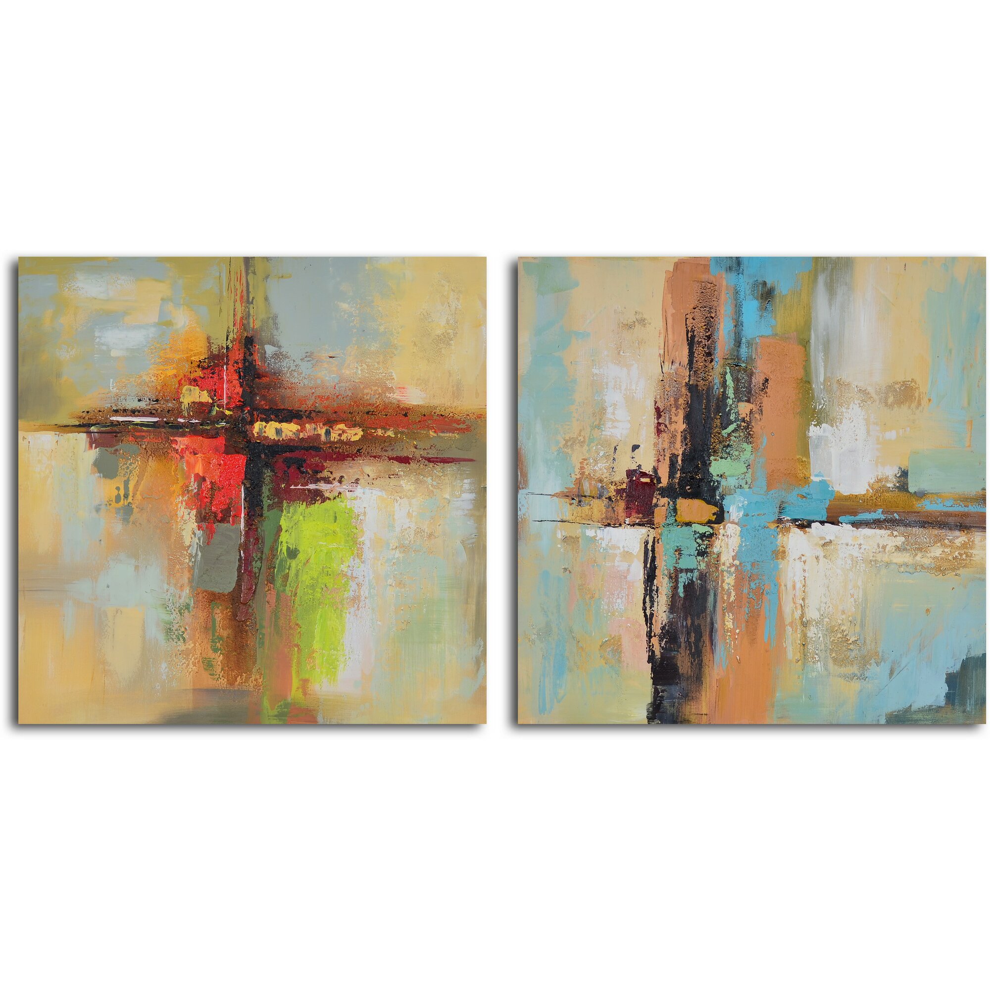 My Art Outlet 'View across Water' 2 Piece Original Painting on Wrapped ...