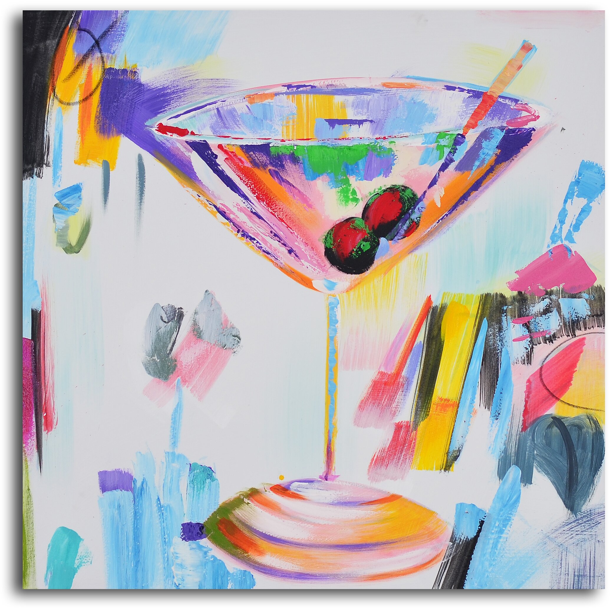 My Art Outlet 'Confetti Cocktails' 2 Piece Original Painting on Wrapped