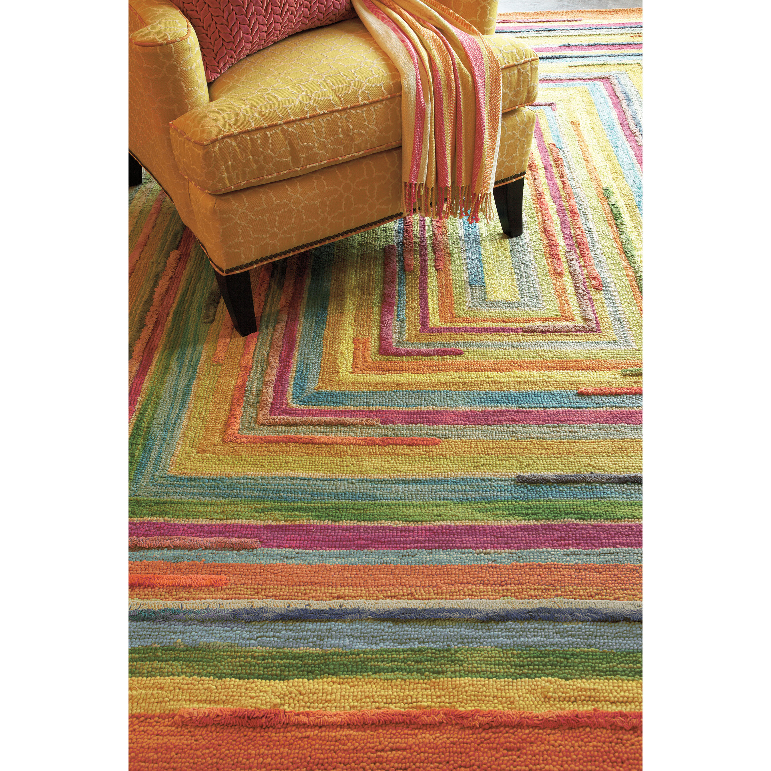 Company C Concentric Orange/Green Striped Area Rug & Reviews Wayfair