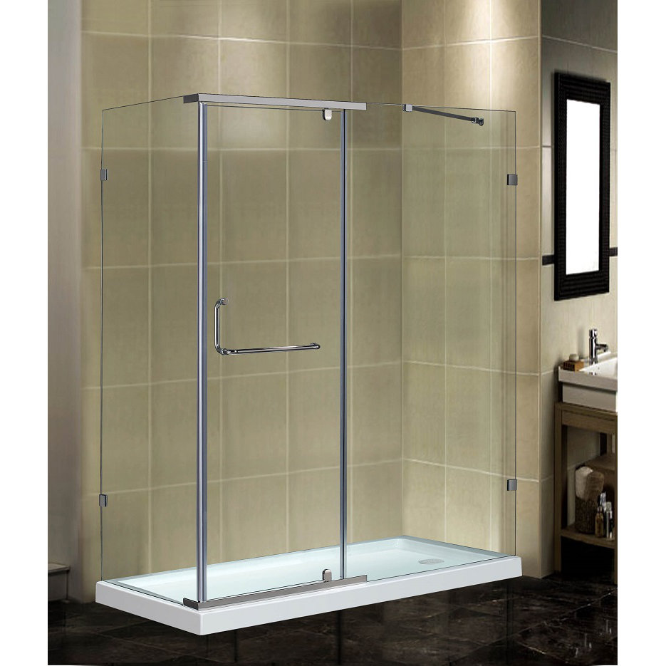 Aston SemiFrameless 60" x 35" x 77.5" Rectangular Pivot Shower