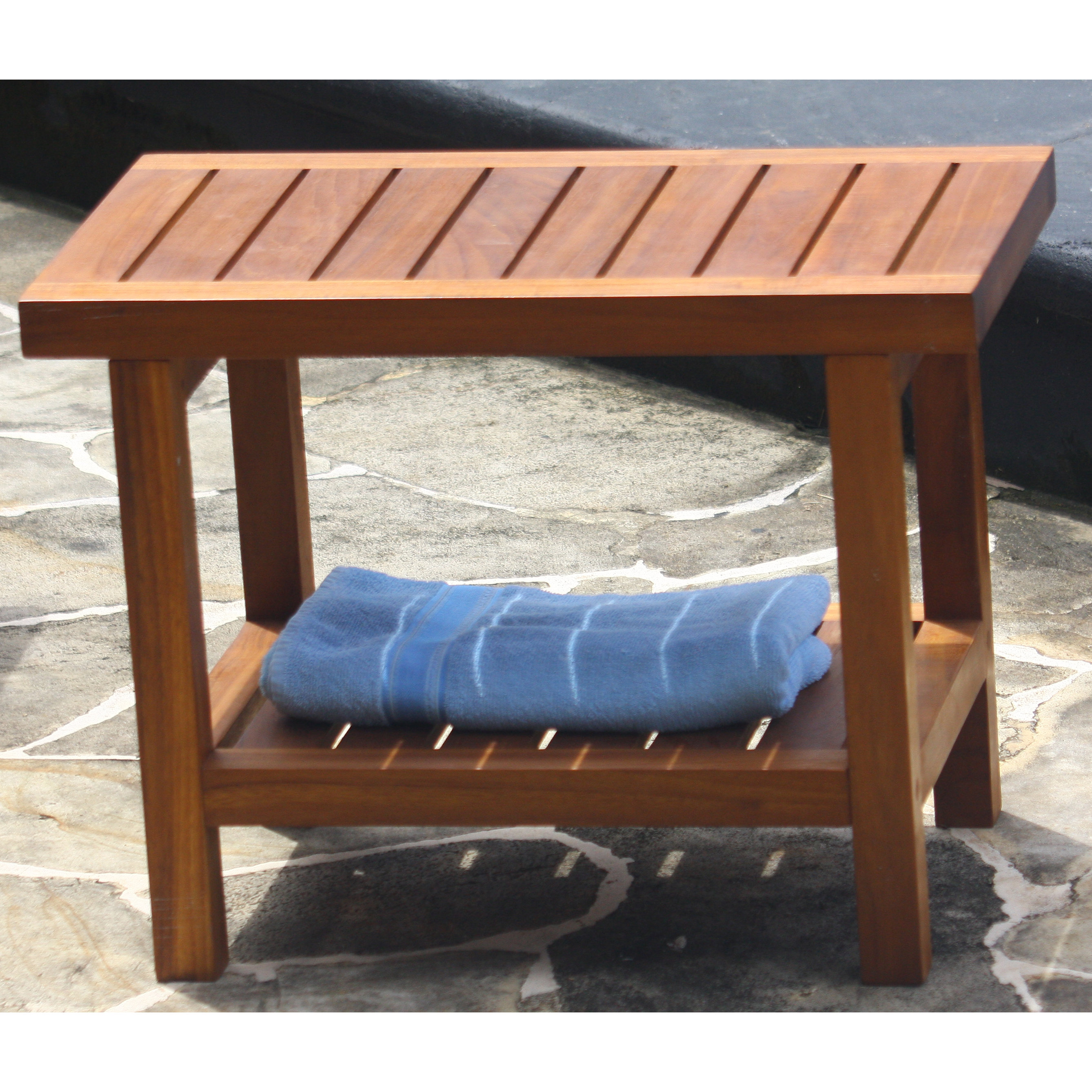 Aqua Teak Spa Teak Shower Bench with Shelf & Reviews Wayfair