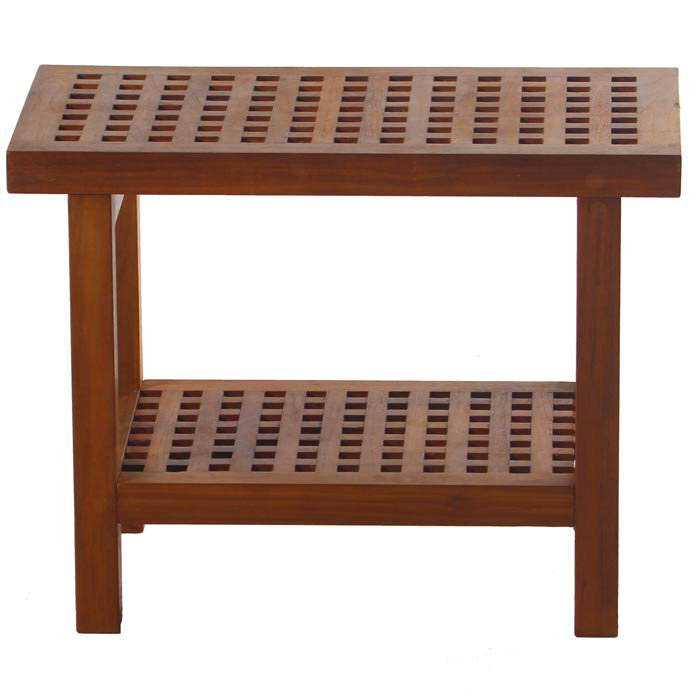 Aqua Teak Grate Teak Shower Bench with Shelf & Reviews Wayfair
