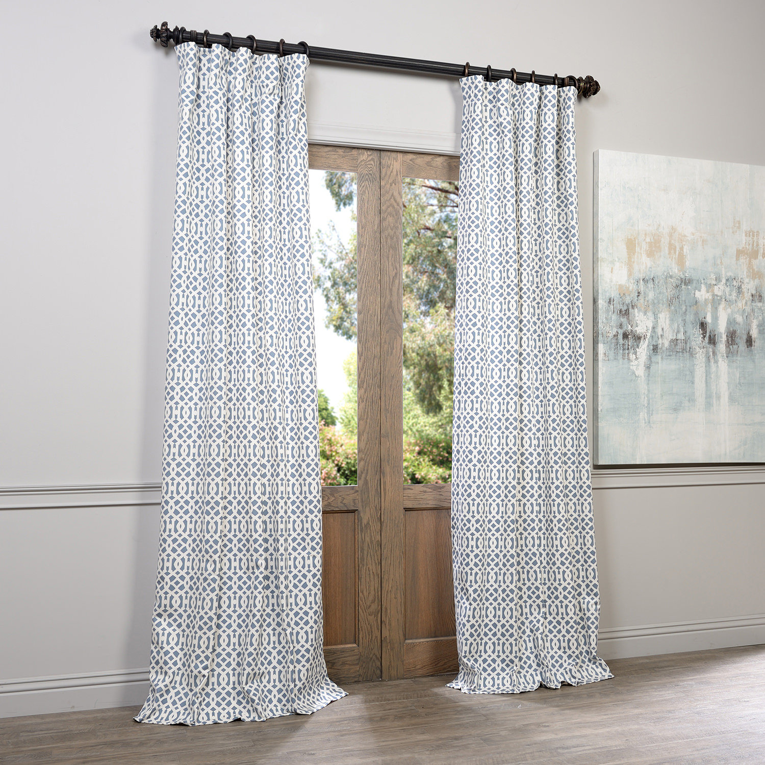 Half Price Drapes Nairobi Printed Cotton Rod Pocket SemiOpaque Single