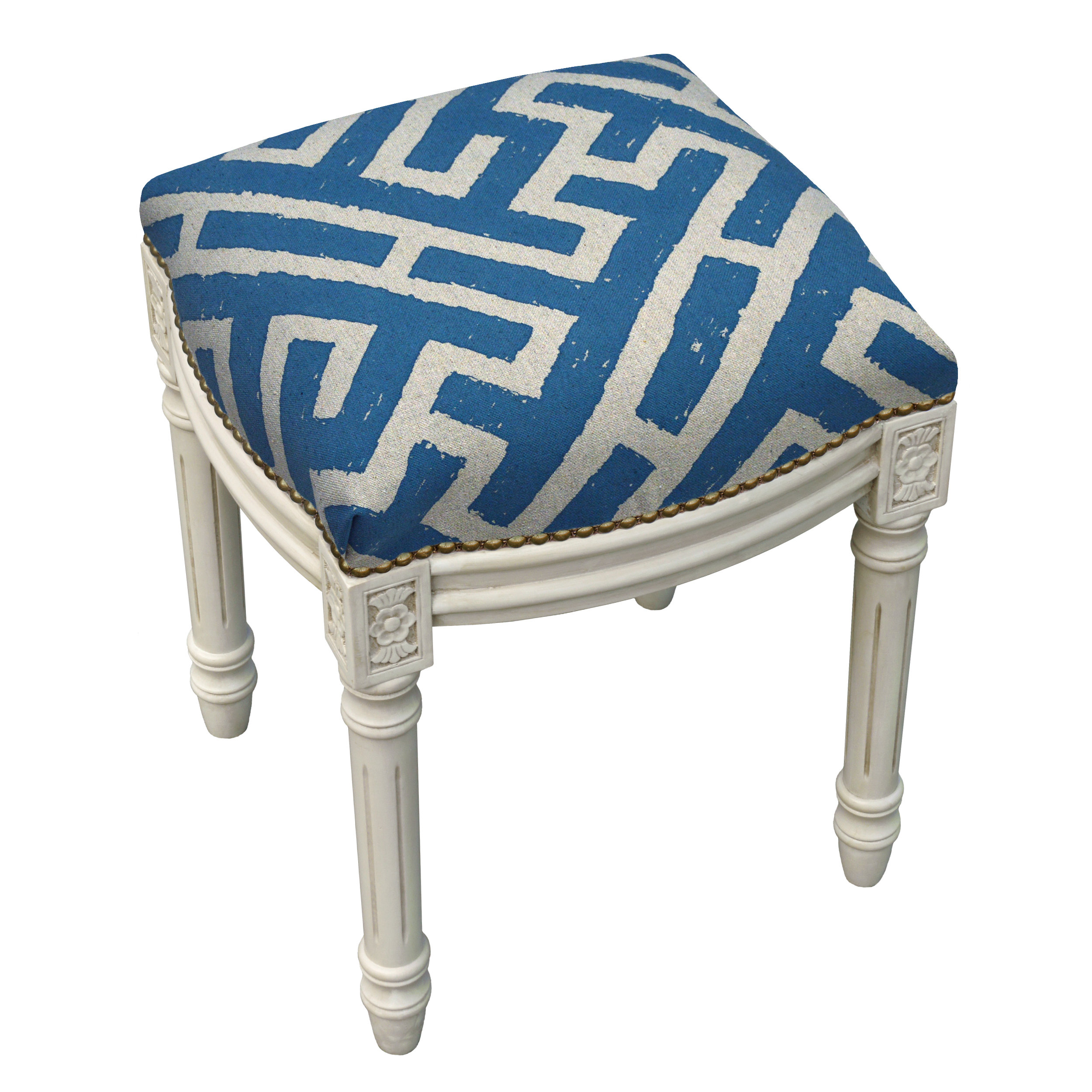 123 Creations Graphic Lattice Linen Upholstered Vanity Stool & Reviews