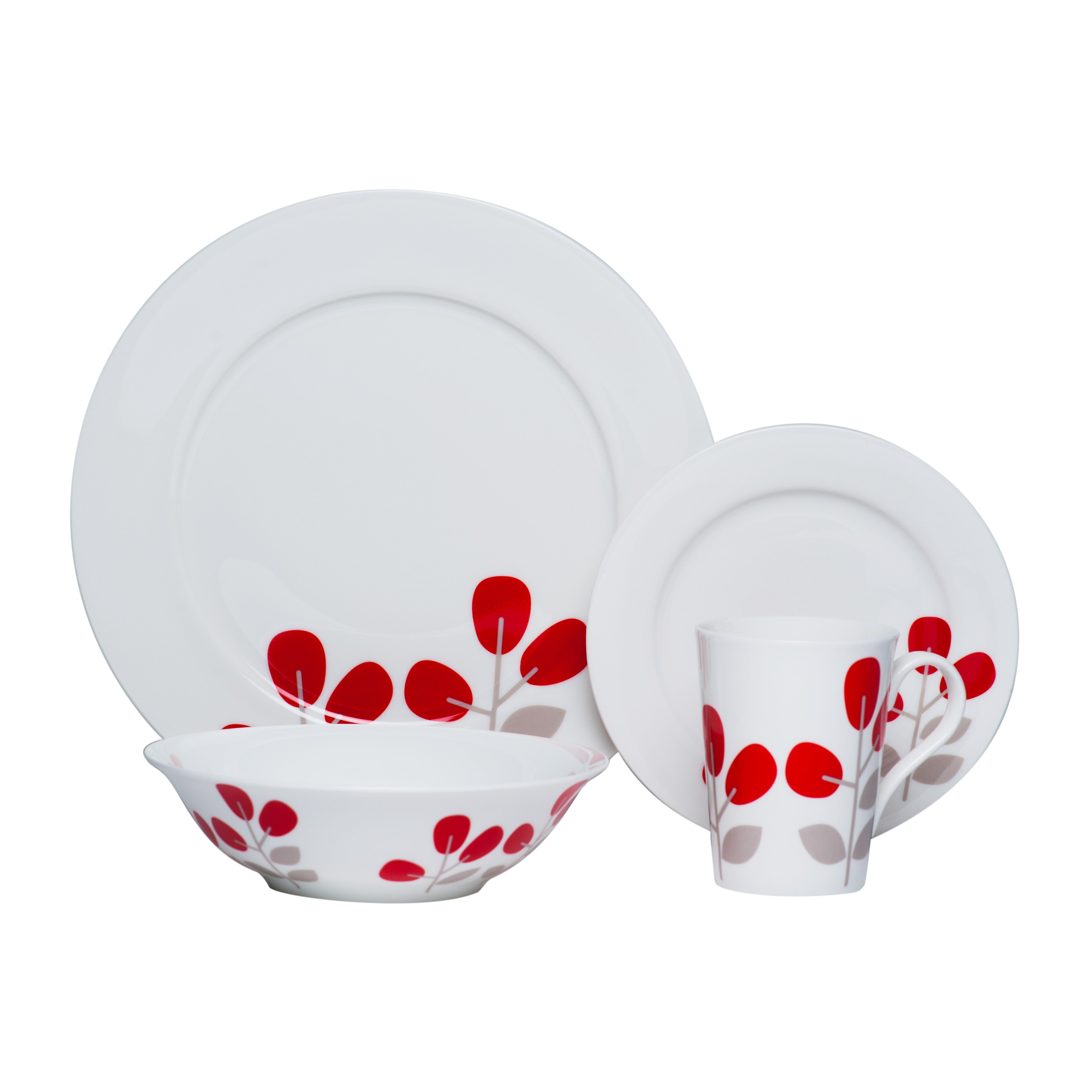 Red Vanilla Winterberry 16 Piece Dinnerware Set in Red ...