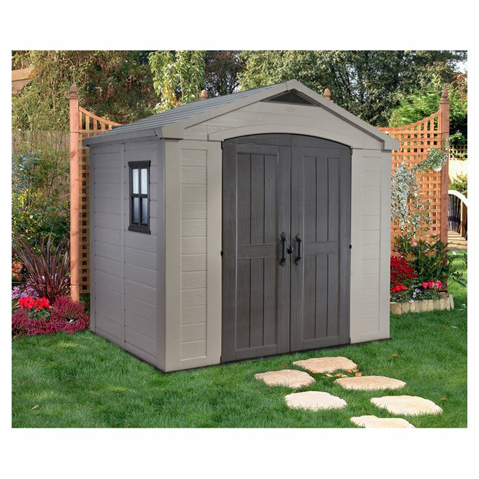 keter factor 8 ft. w x 6 ft. d resin storage shed