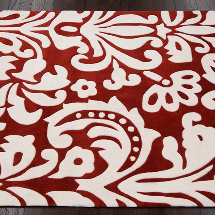 nuLOOM Cine Red Modern Damask Area Rug & Reviews | Wayfair