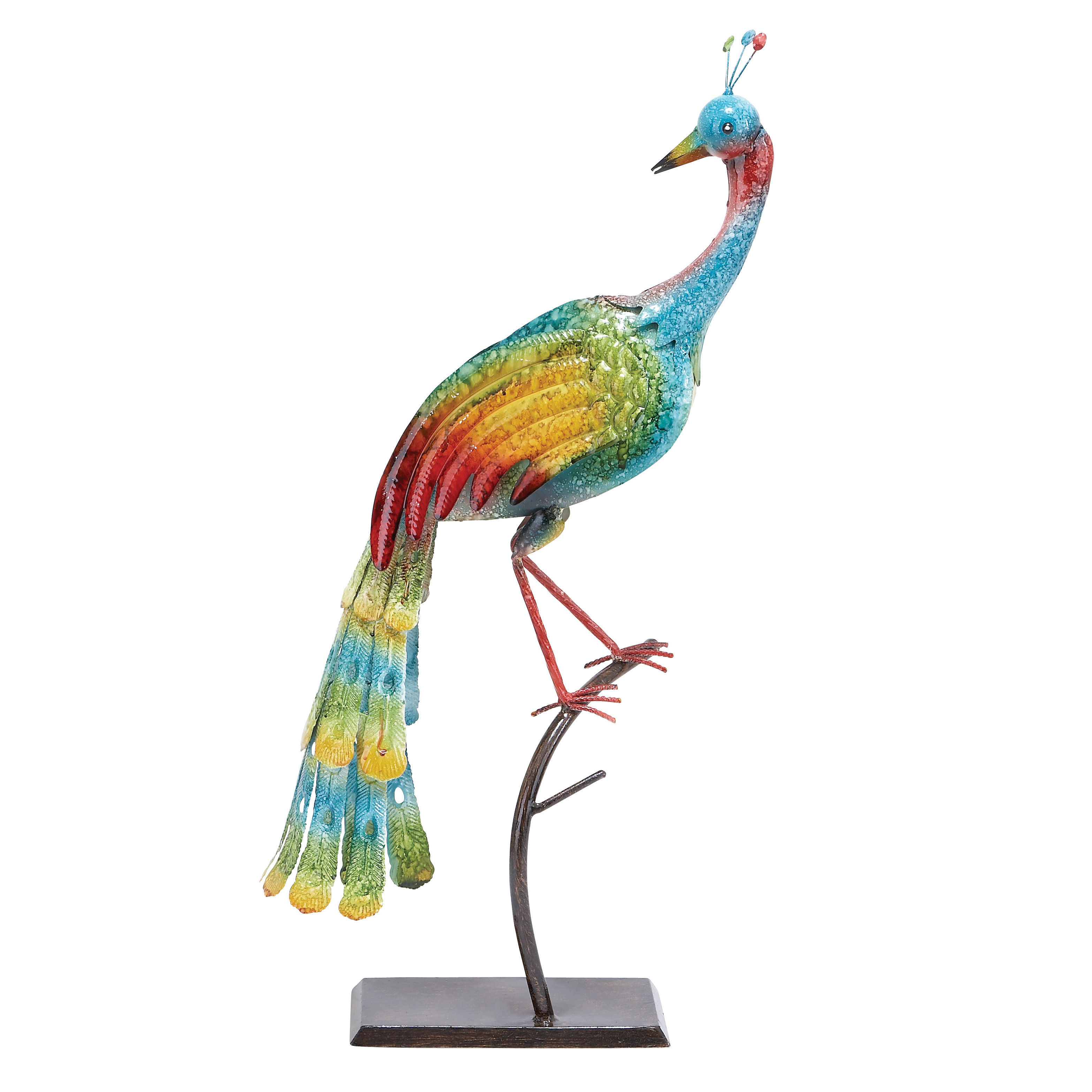 Woodland Imports Beautiful Metal Peacock Statue & Reviews Wayfair