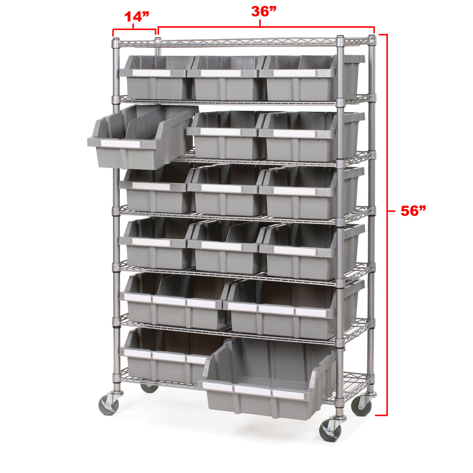 Seville Classics Classics 14" Deep Commercial 7 Shelf Bin Rack Storage