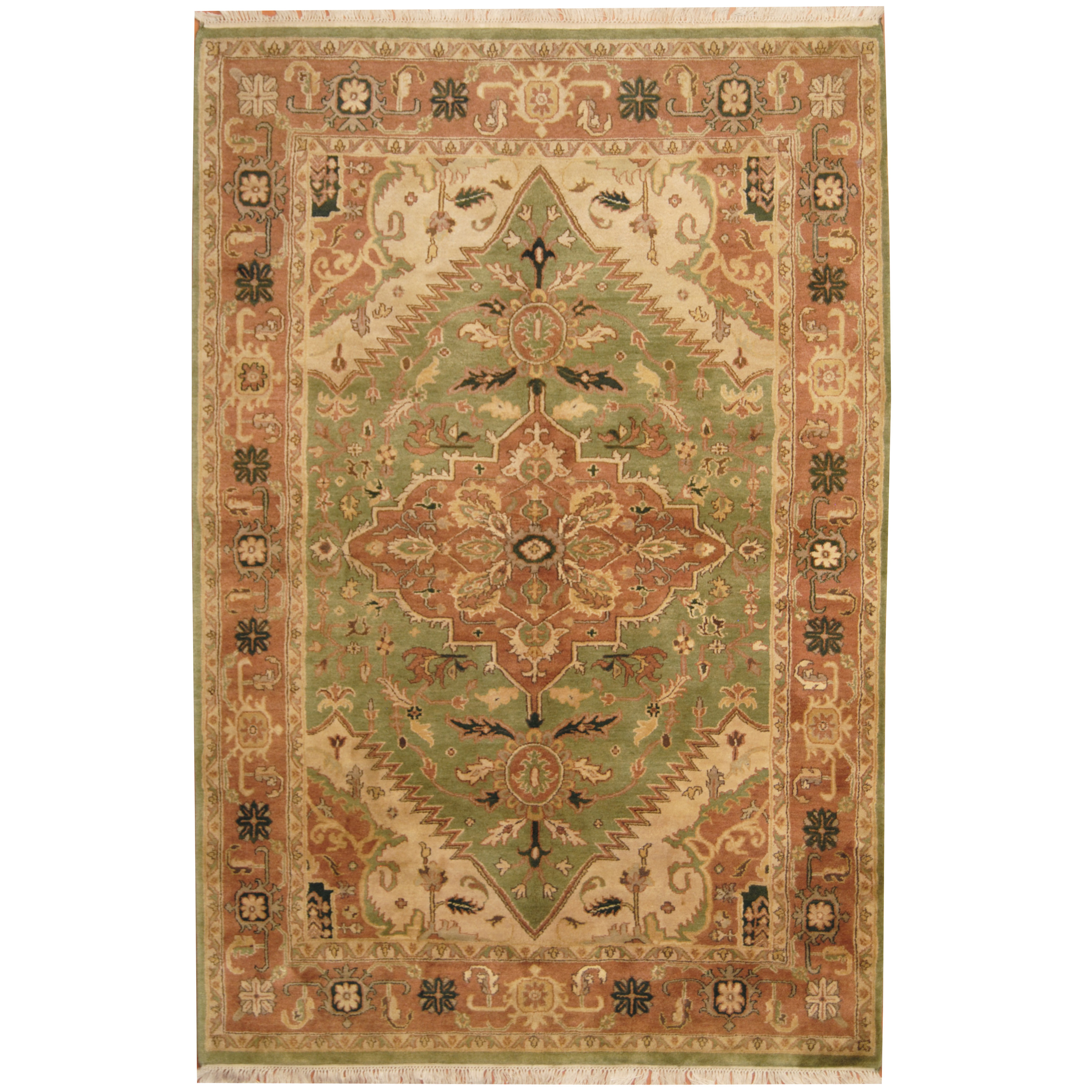 Herat Oriental Heriz HandKnotted Light Green/Salmon Area Rug Wayfair