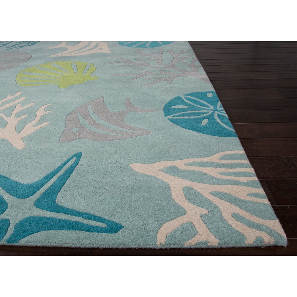 JaipurLiving Coastal Seaside Hand-Tufted Mallard Blue/Limestone Indoor ...