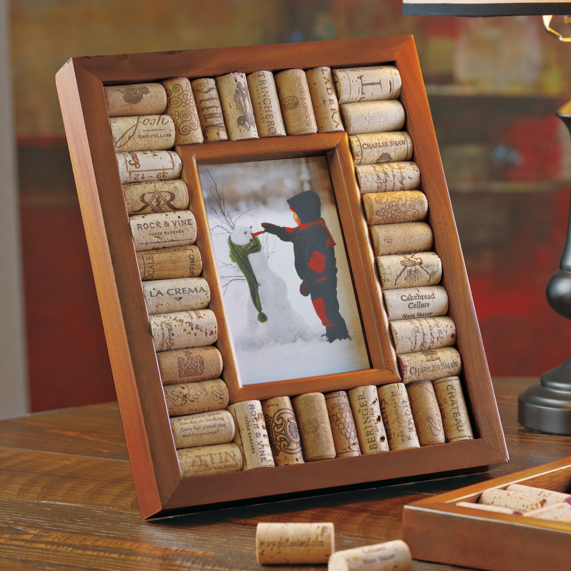 Minimalist Wine Cork Picture Frame with Electrical Design