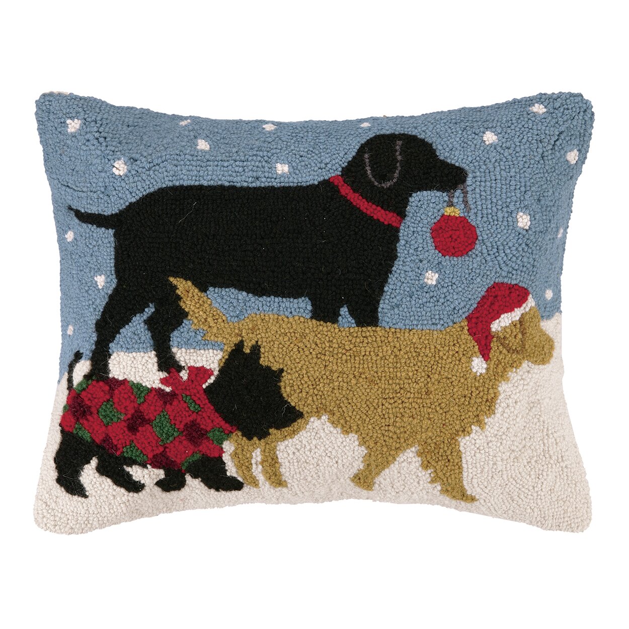 Peking Handicraft Holiday Pups Hook Wool Throw Pillow & Reviews | Wayfair