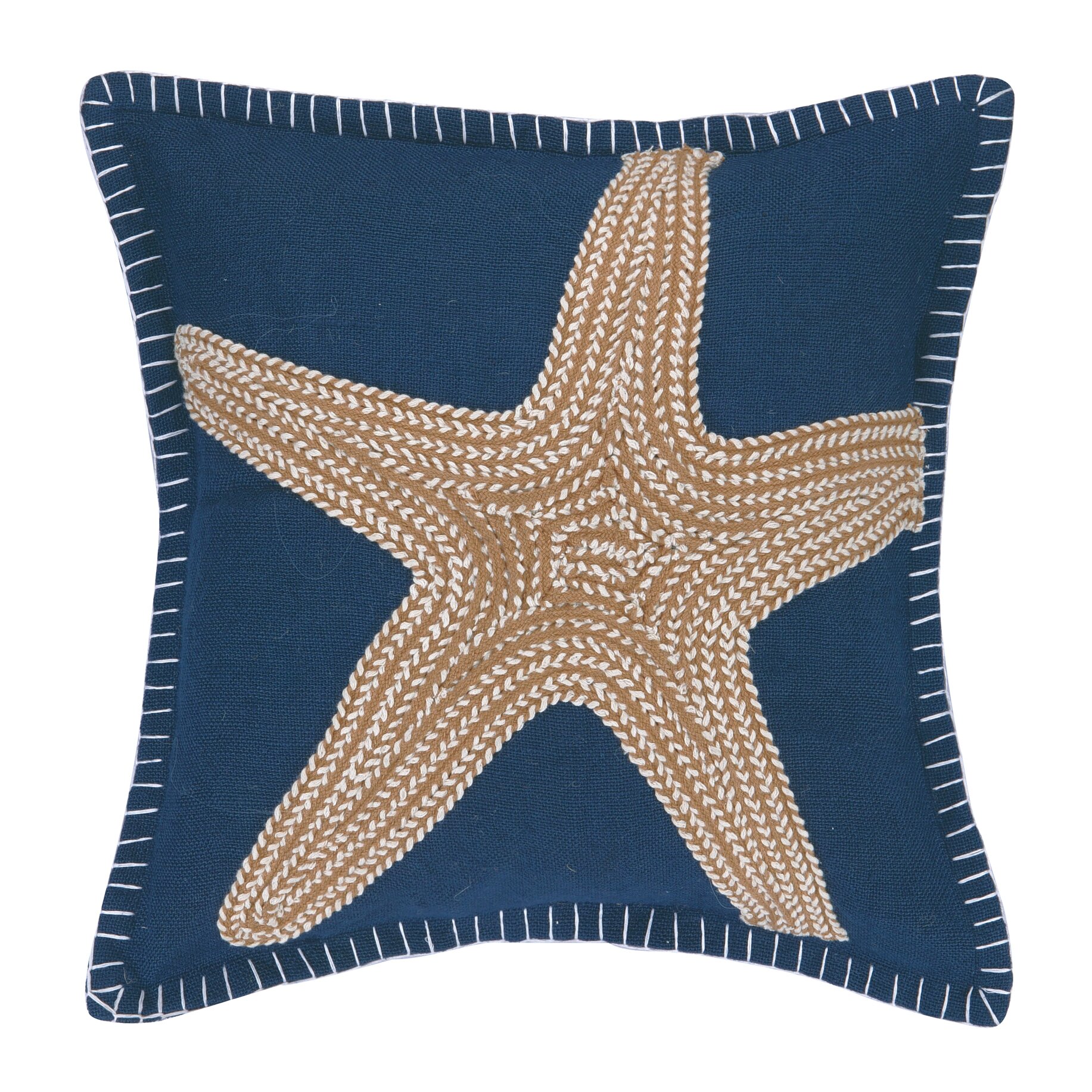 Peking Handicraft Nautical Embroidery Throw Pillow 24SQ 