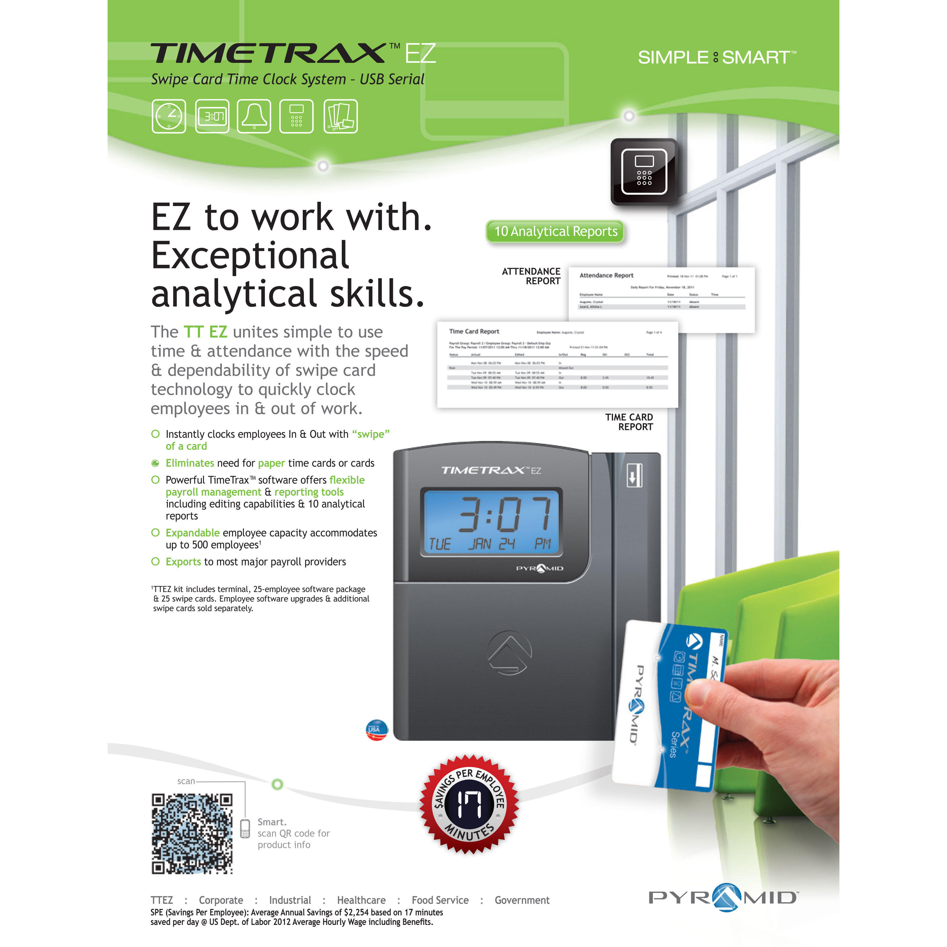 Pyramid TTEZ Automated Swipe Card Time Clock System Wayfair