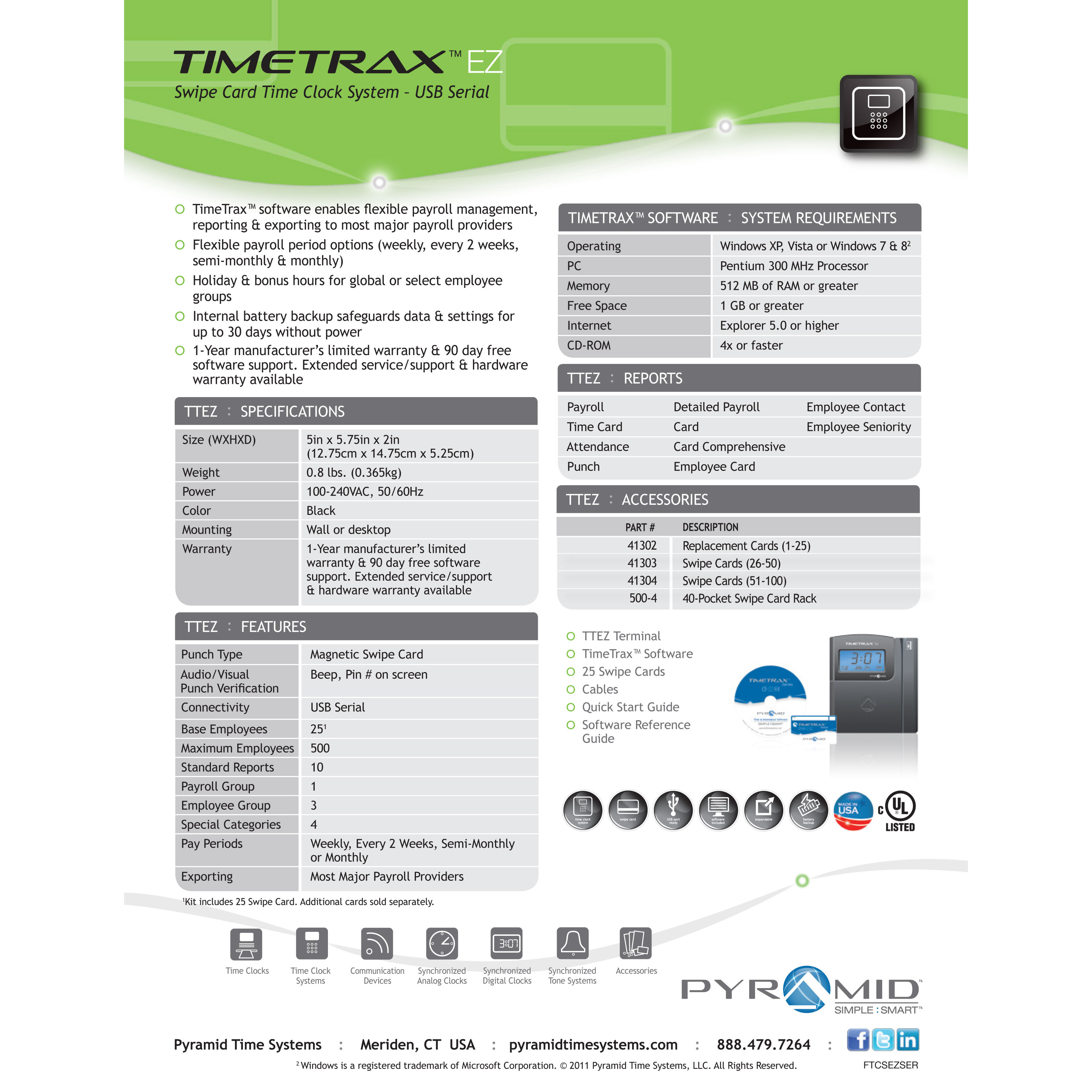 Pyramid TTEZ Automated Swipe Card Time Clock System Wayfair