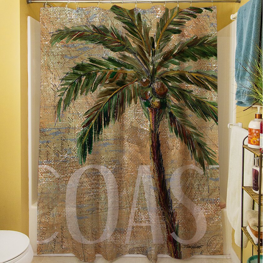 Manual Woodworkers & Weavers Coastal Palm Postcard Shower Curtain