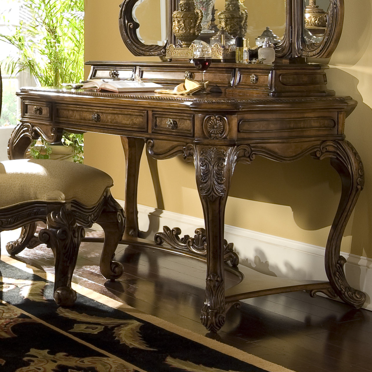 Michael Amini Palais Royale Vanity Set with Mirror & Reviews Wayfair