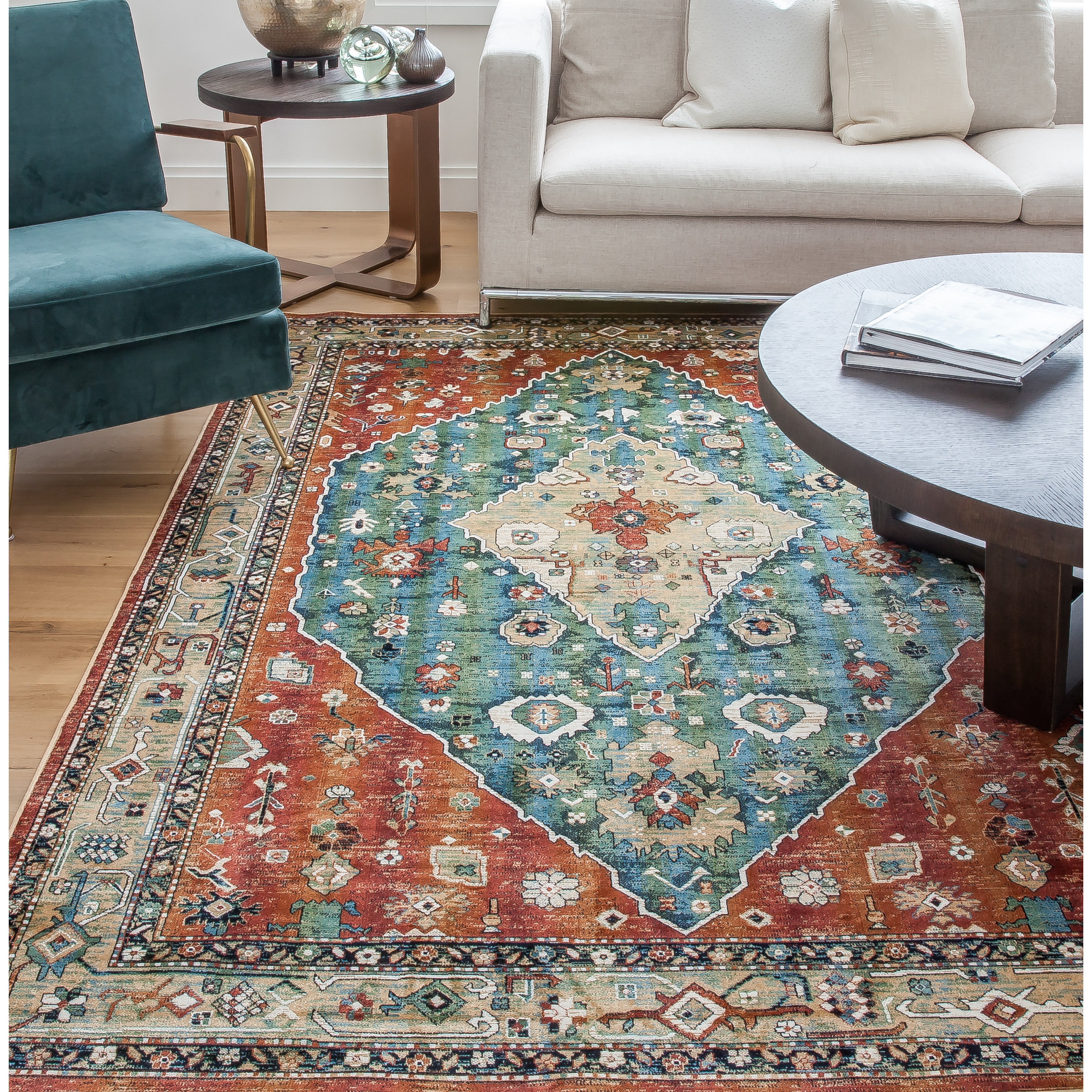 Abacasa Sonoma Aqua/Celadon/Rust/Tan Area Rug & Reviews Wayfair