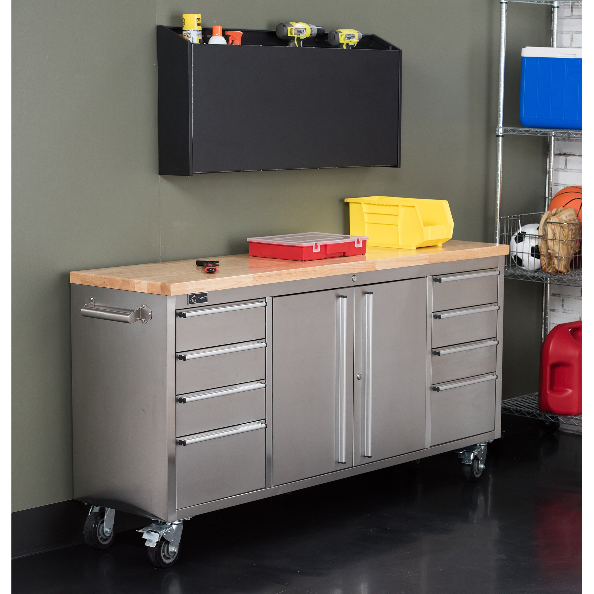 trinity 48 stainless steel rolling workbench