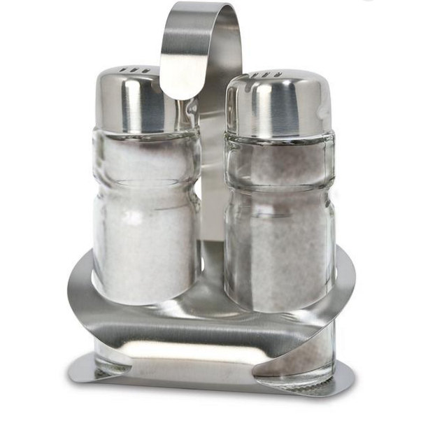 Cuisinox Salt and Pepper Shakers with Caddy in Brushed Satin & Reviews Wayfair